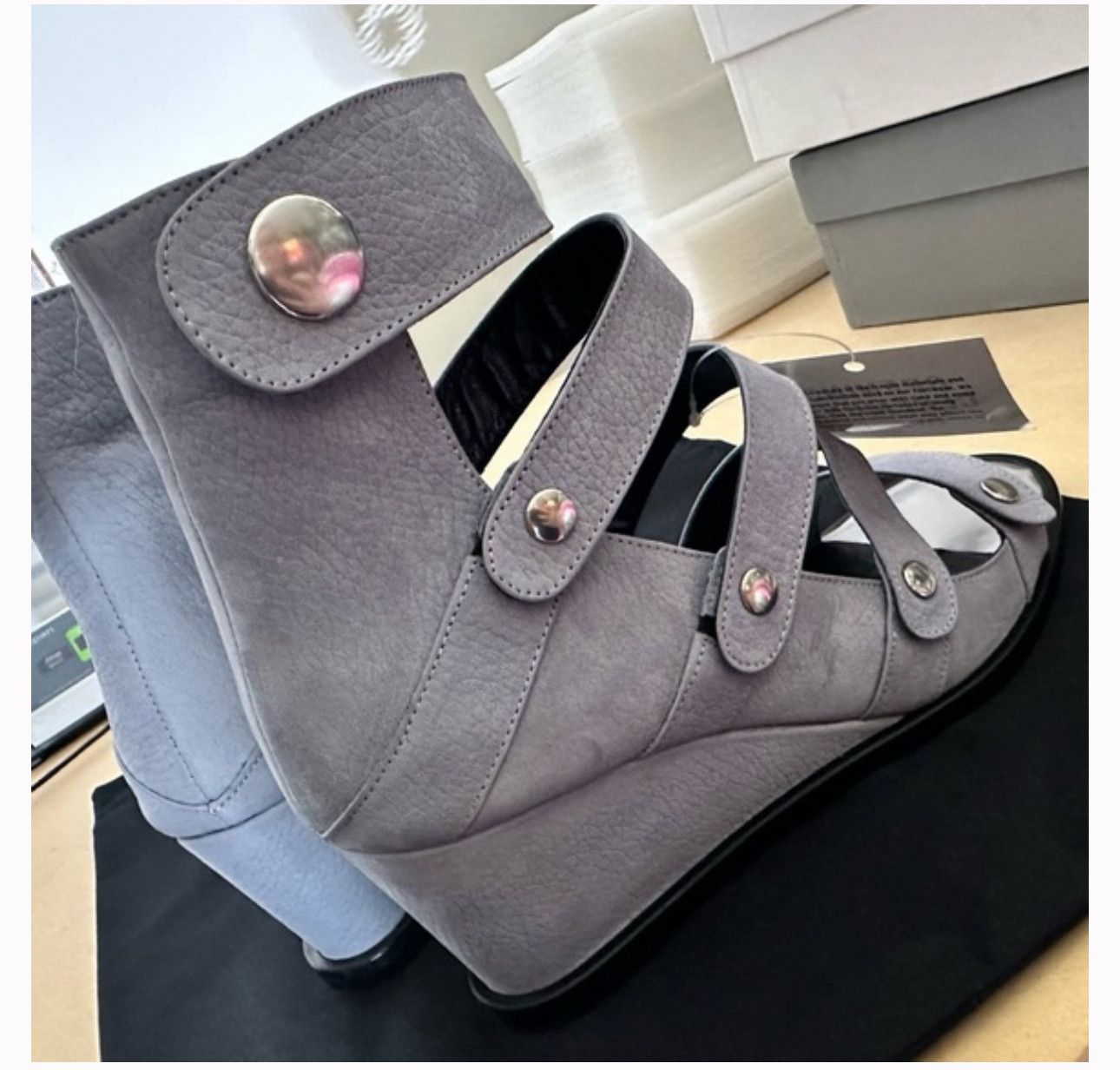 Opening Ceremony Rare Iris Blue Opening Ceremony Suede Wedge Sandal Size US 11 / IT 41 - 10 Thumbnail