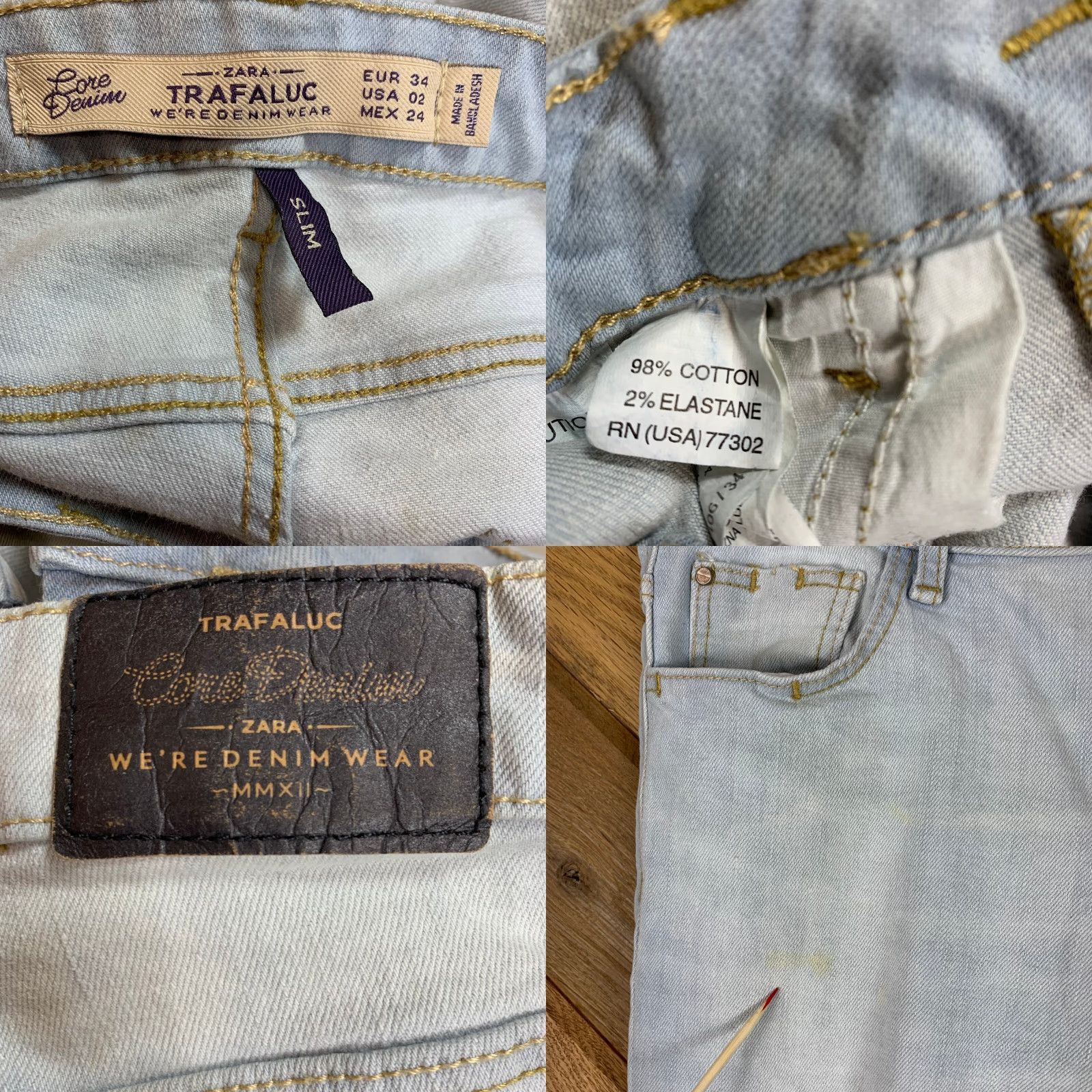 Zara Zara Trafaluc Womens Slim Denim Jeans Pockets Casual Pants Light Blue 02 Size 2 Regular Blue Jeans Womens Skinny Pants Size 26" / US 2 / IT 38 - 8 Thumbnail