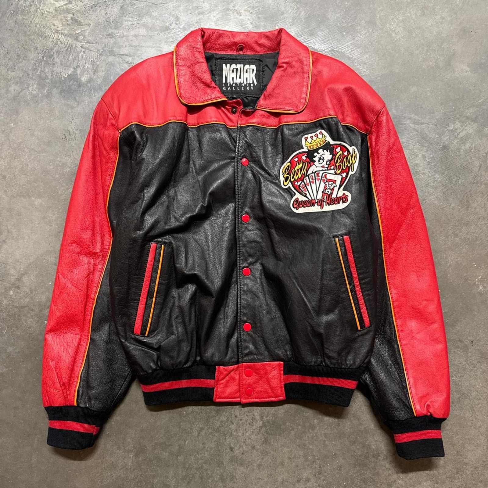 Vintage Vintage 80s Betty Boop Maziar Queen Of Hearts Leather Jacket Size US L / EU 52-54 / 3 - 3 Thumbnail