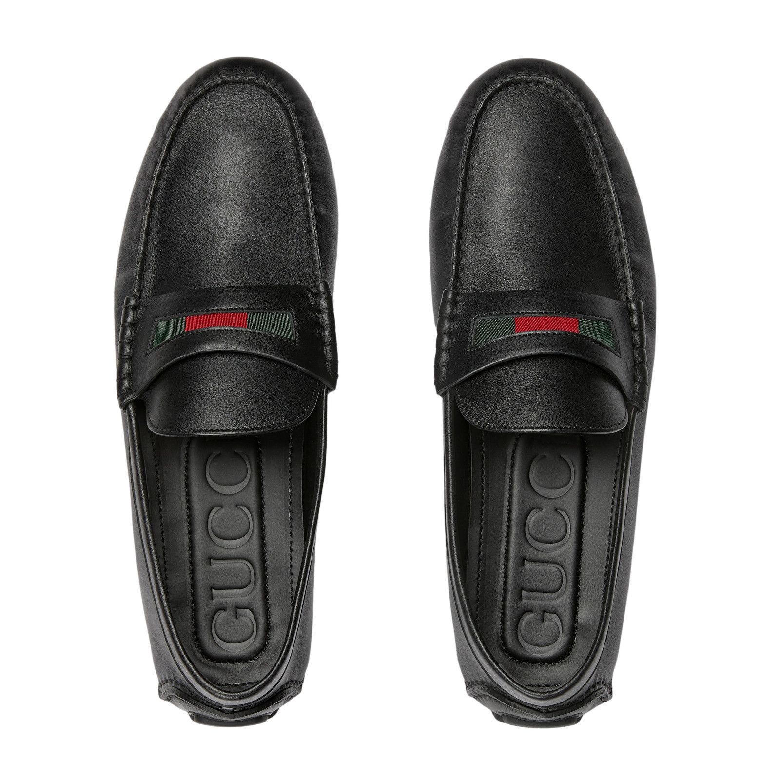 Gucci GUCCI $980 Driver Black With Web Loafers New & Authentic (Me Size US 10.5 / EU 43-44 - 4 Thumbnail