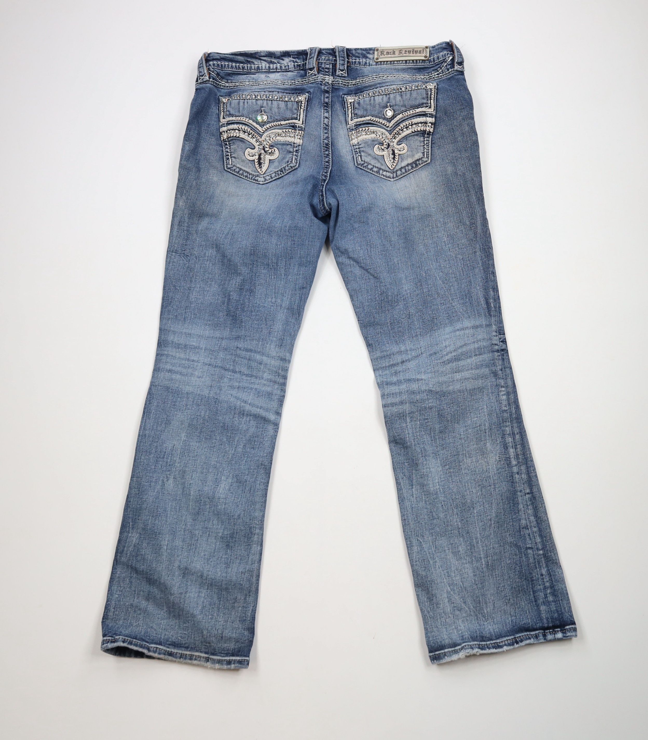 Rock Revival × Vintage Rock Revival Jeweled Pecola Easy Boot Flared Denim Jeans Size 34" / US 12 / IT 48 - 11 Thumbnail