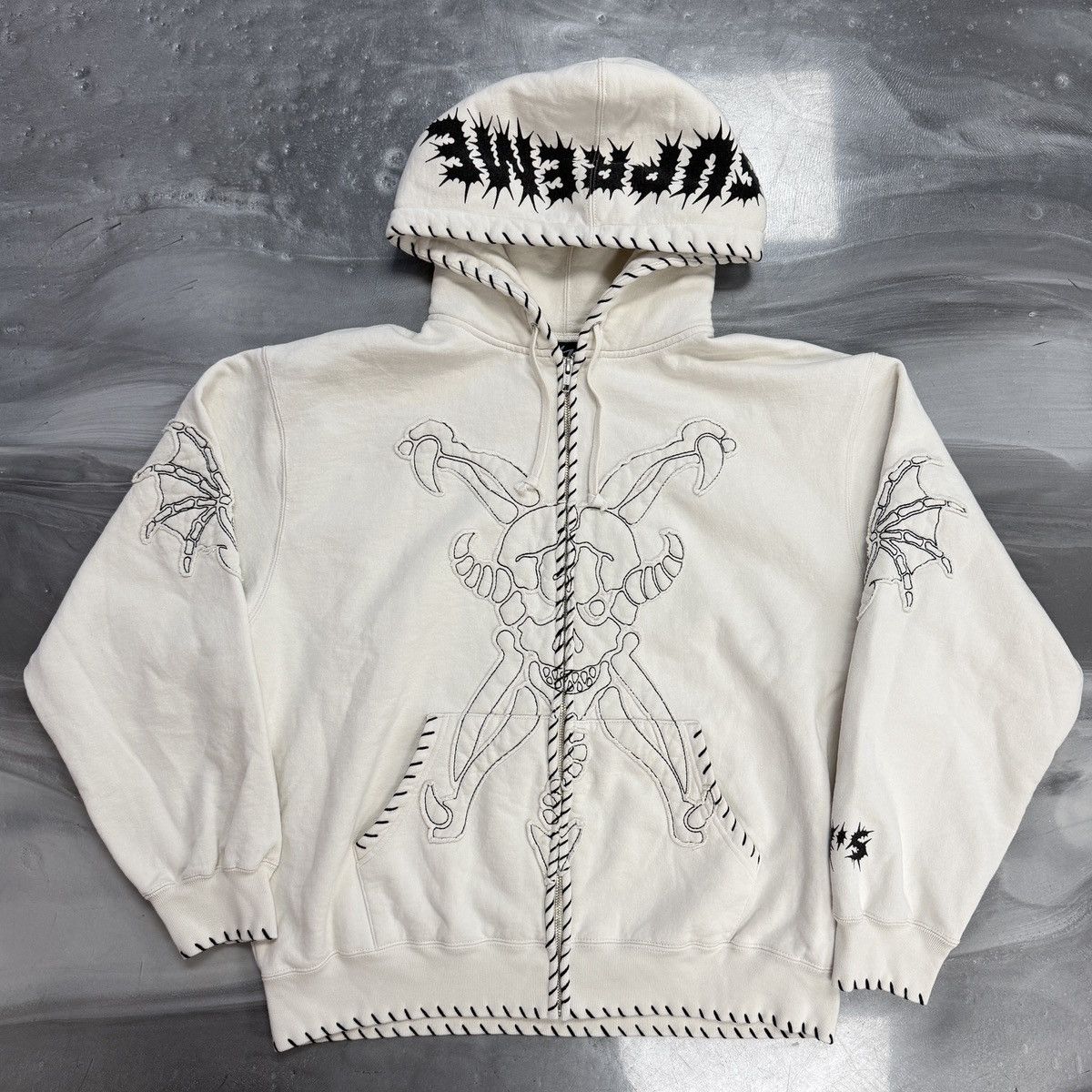 トップス SUPREME IDGAF Zip Up Hooded Sweatshirt Supreme IDGAF Zip Up Hooded Sweatshirt Navy Men's - FW25 - US