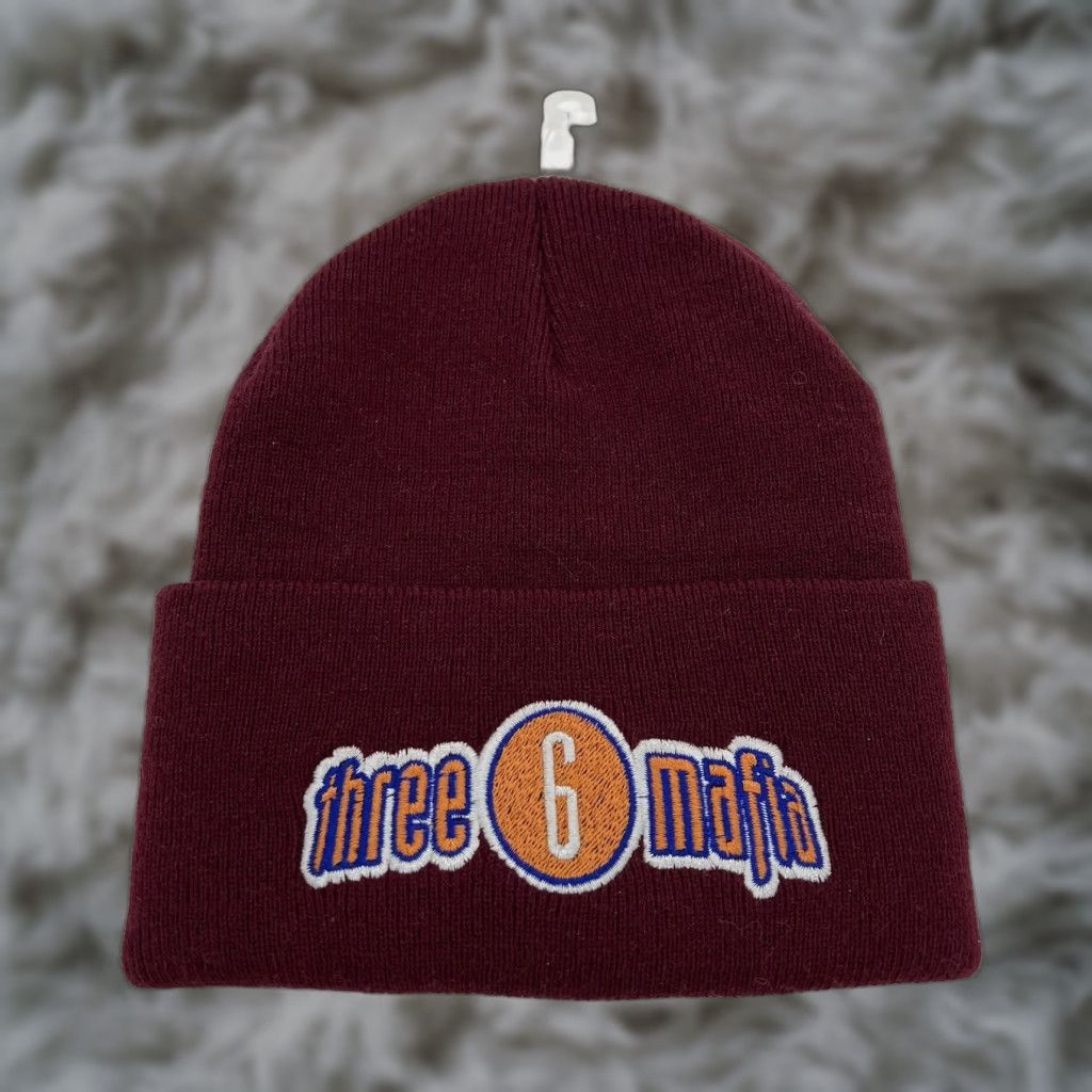 Vintage VINTAGE Three 6 Mafia Beanie Loud Records 90s Hip Hop Maroon Distressed? No, Deadstock Size ONE SIZE - 1 Thumbnail