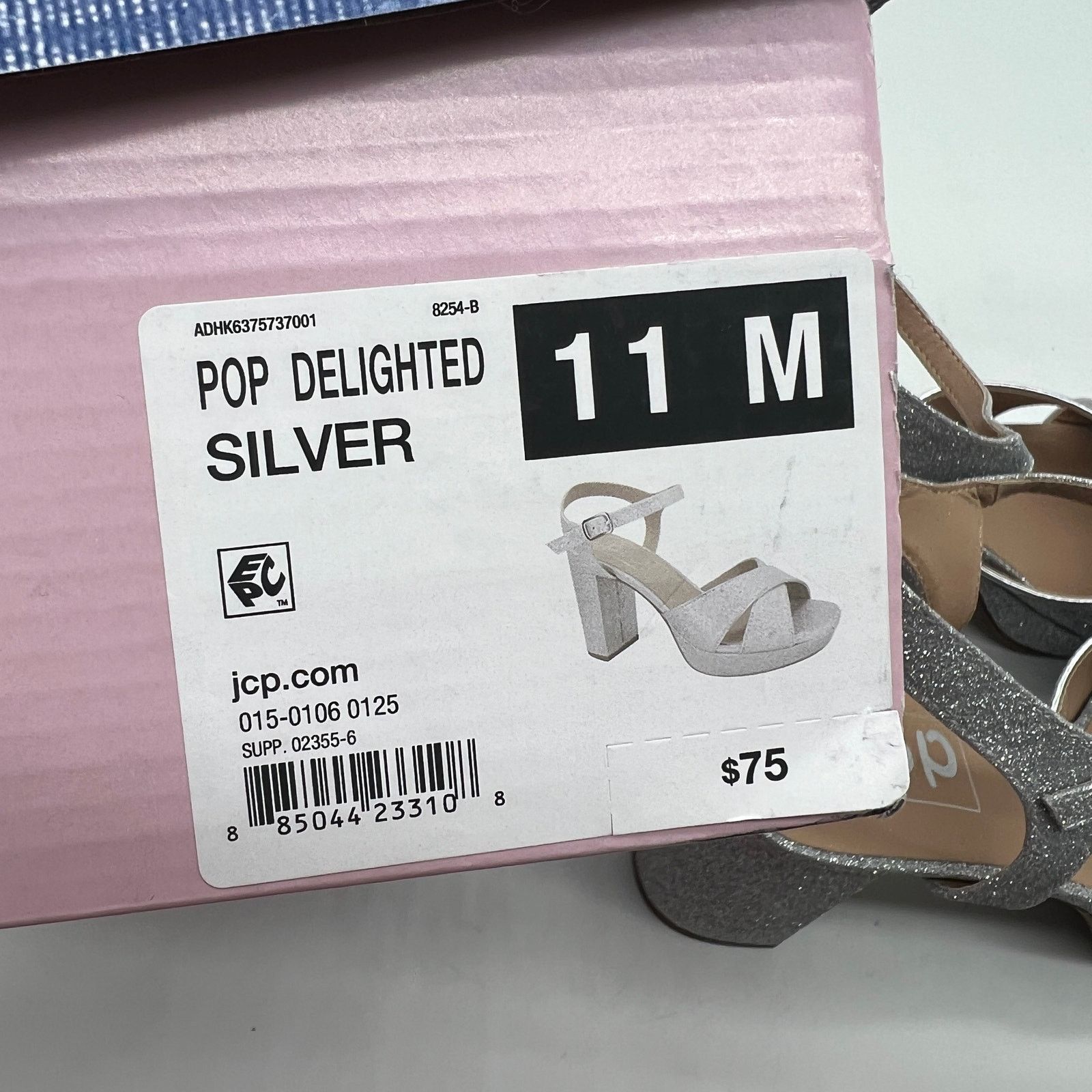 Other Pop Delighted Womens Silver Glitter Heeled Sandals Size 11M Size US 11 / IT 41 - 8 Thumbnail