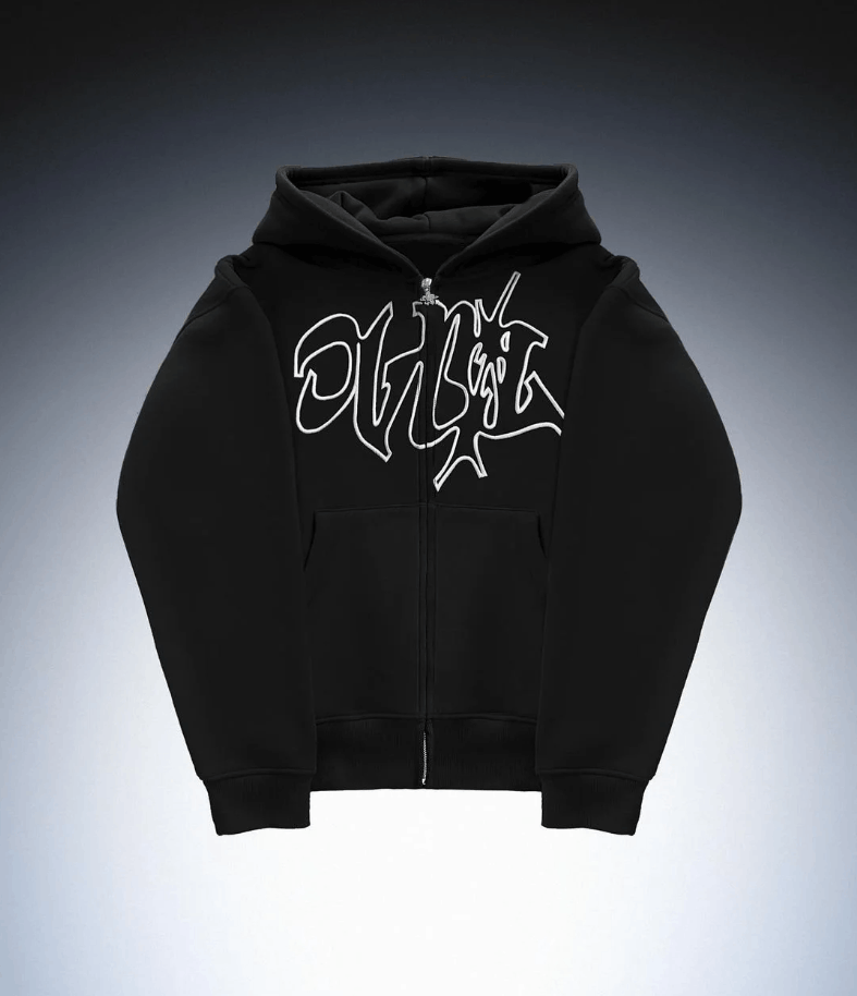 Y2K American Retro Letter Oversize Unisex Zipper Hoodie