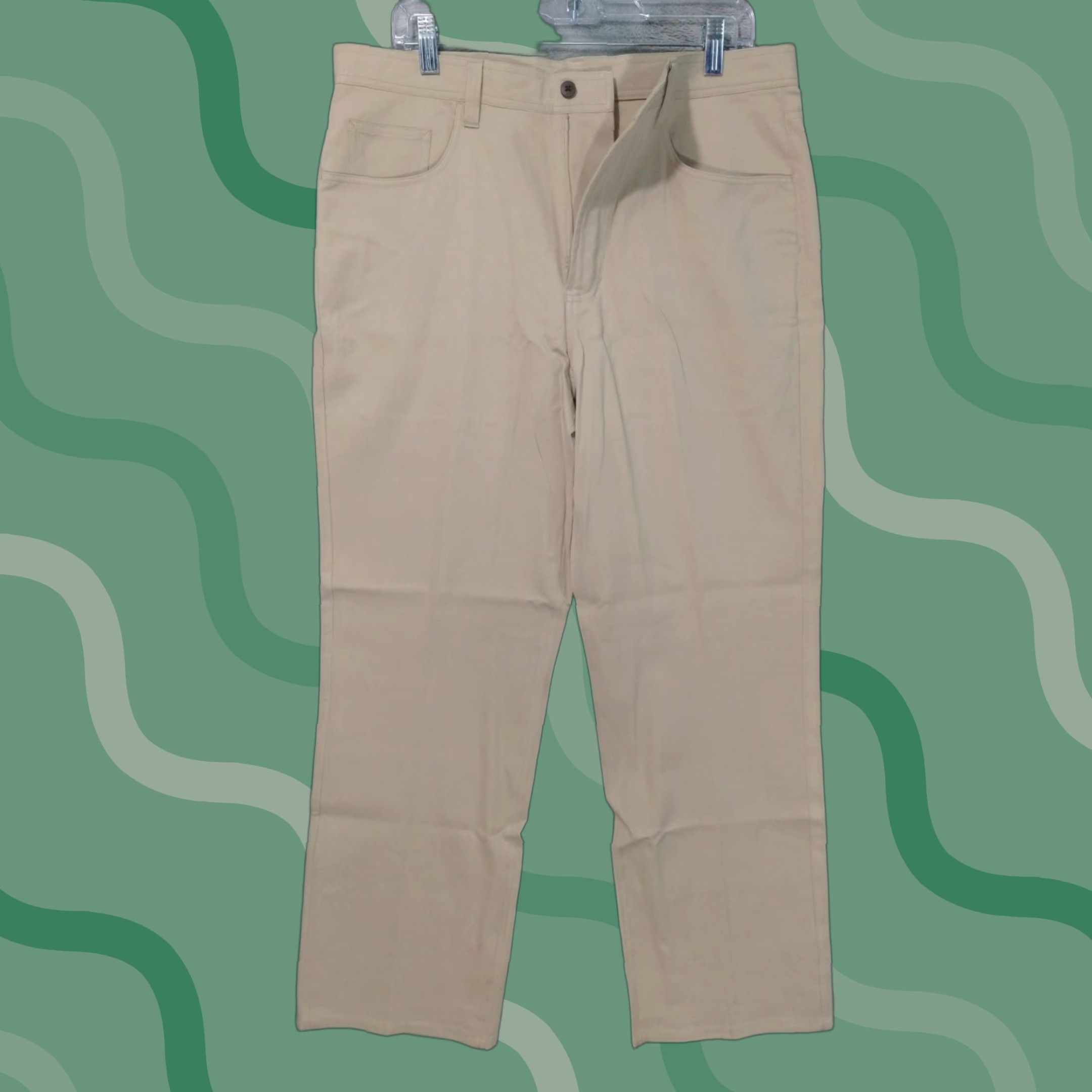 Vintage Paradise Collection Pants Mens 34x30 Beige Chino Silk Blend Flat Front Straight Size US 34 / EU 50 - 1 Thumbnail