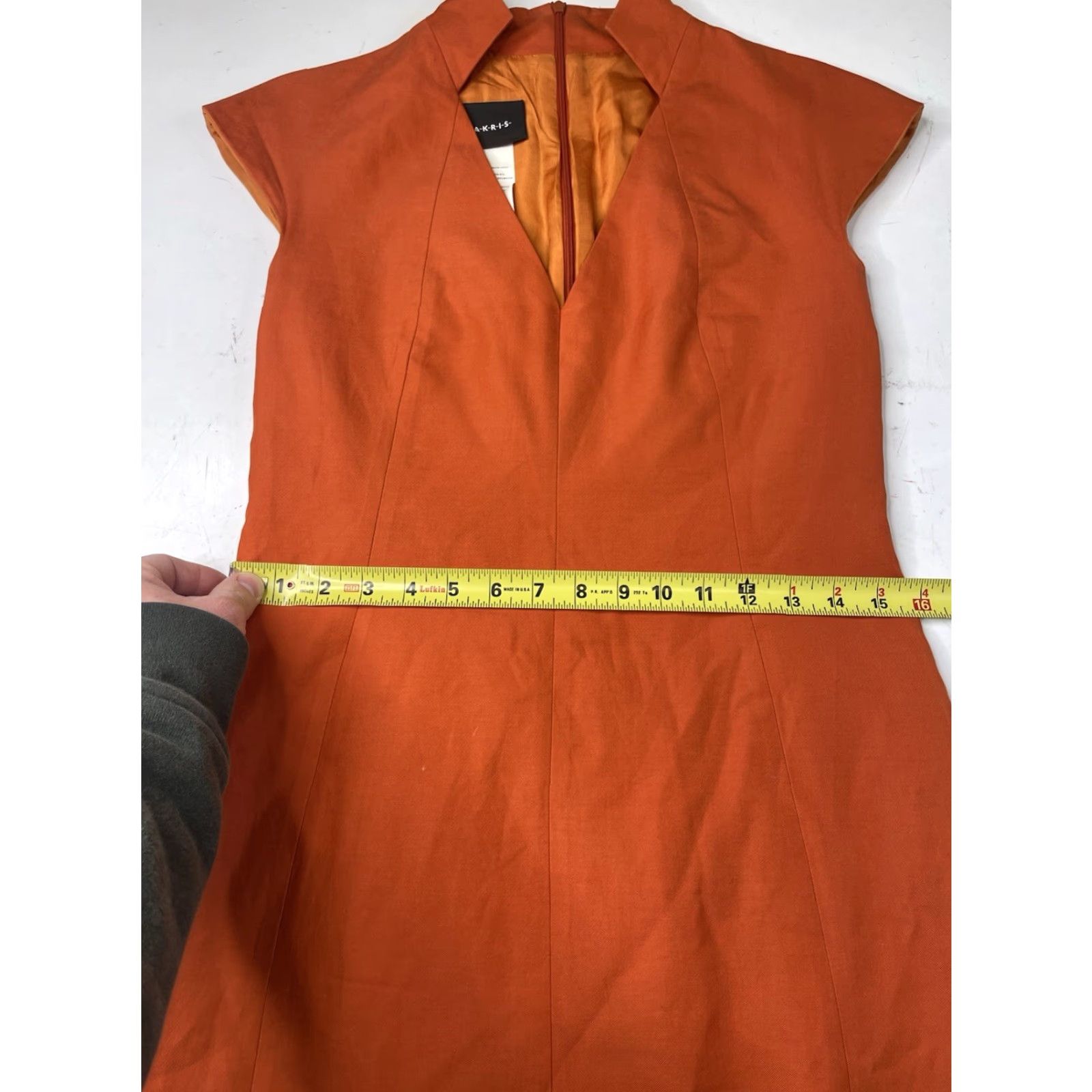 Vintage VINTAGE AKRIS PUNTO orange shift dress Stand Collar Sheath Womens 8 Sleeveless Knee Length Women's 8 Orange Shift Dress 8 Womens Size M / US 6-8 / IT 42-44 - 6 Thumbnail