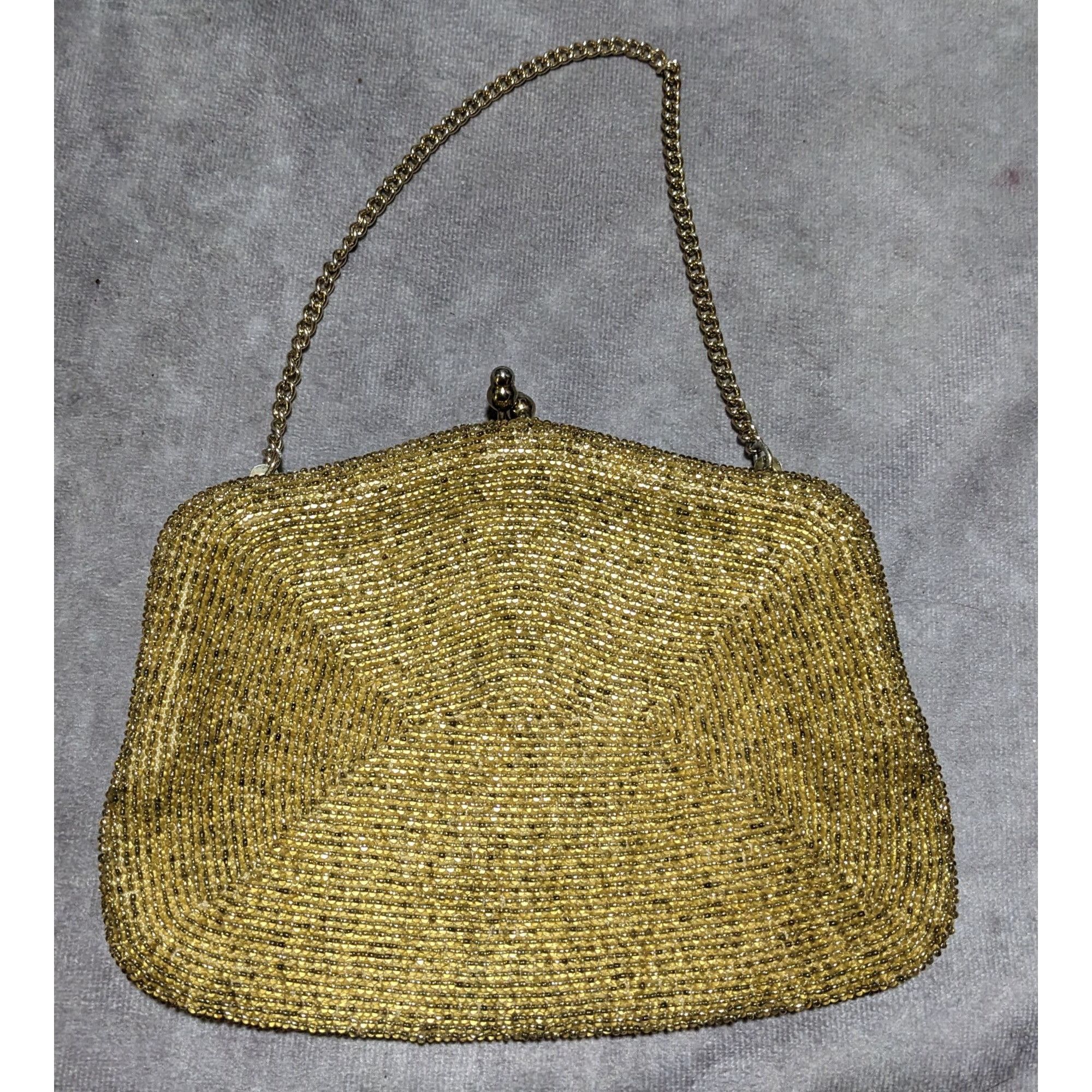 Other Vintage Mantessa Handmade Gold Beaded Clutch Size ONE SIZE - 5 Thumbnail