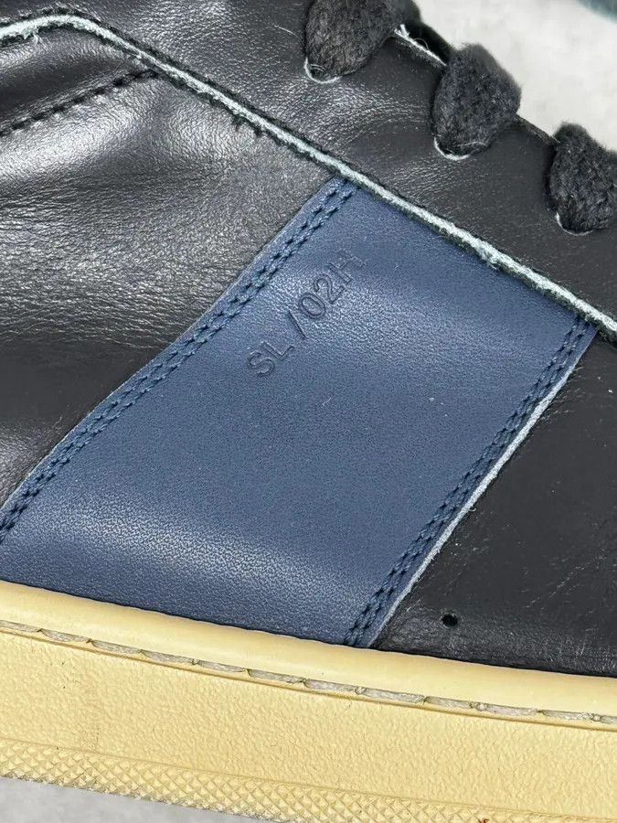 Saint Laurent Paris Saint Laurent Black & Blue Leather High Sneakers Size US 8.5 / EU 41-42 - 6 Thumbnail