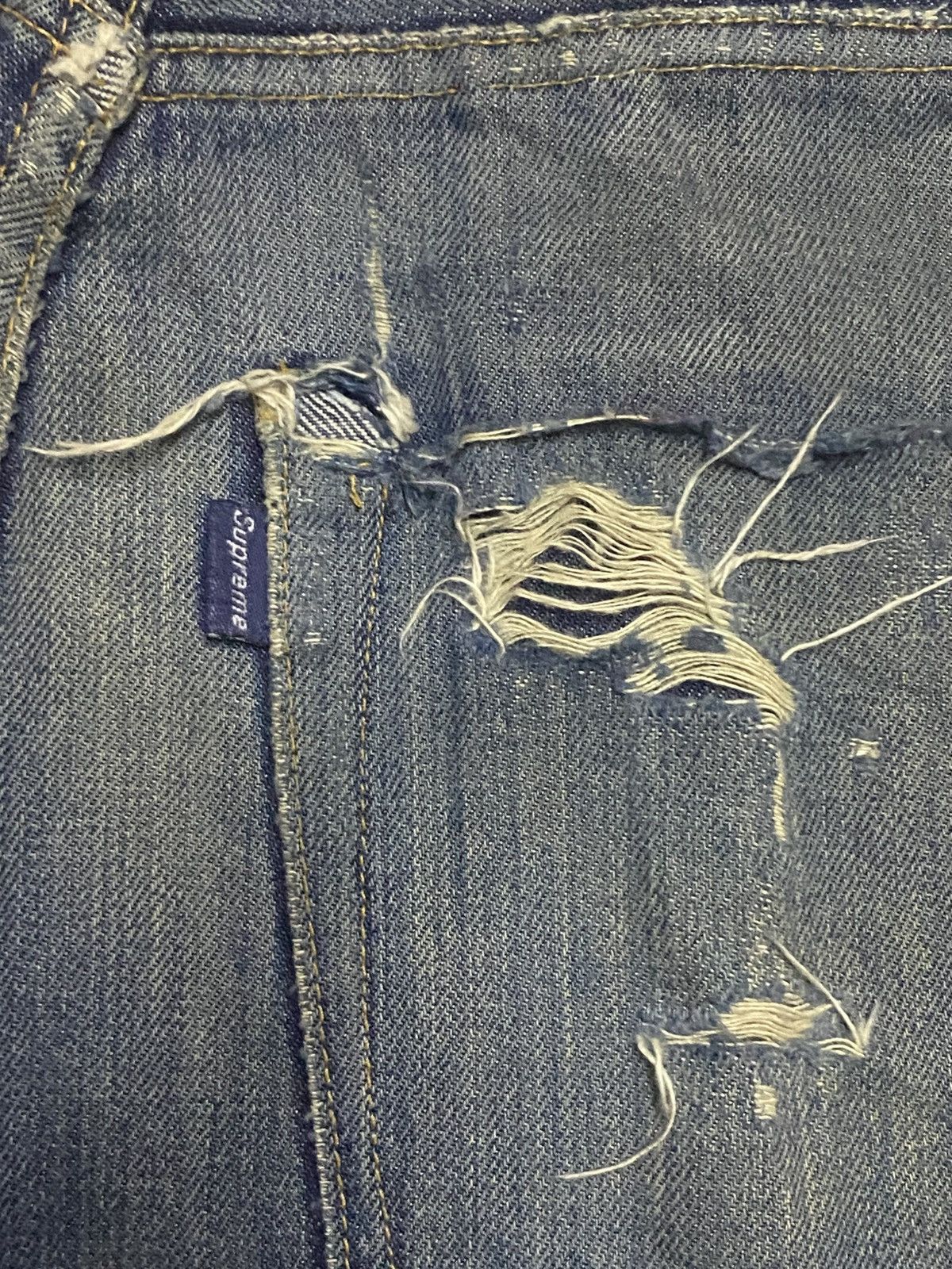Supreme Vintage Supreme Denim Selvedge Baggy Heavy Repair Jeans Size US 33 - 17 Thumbnail