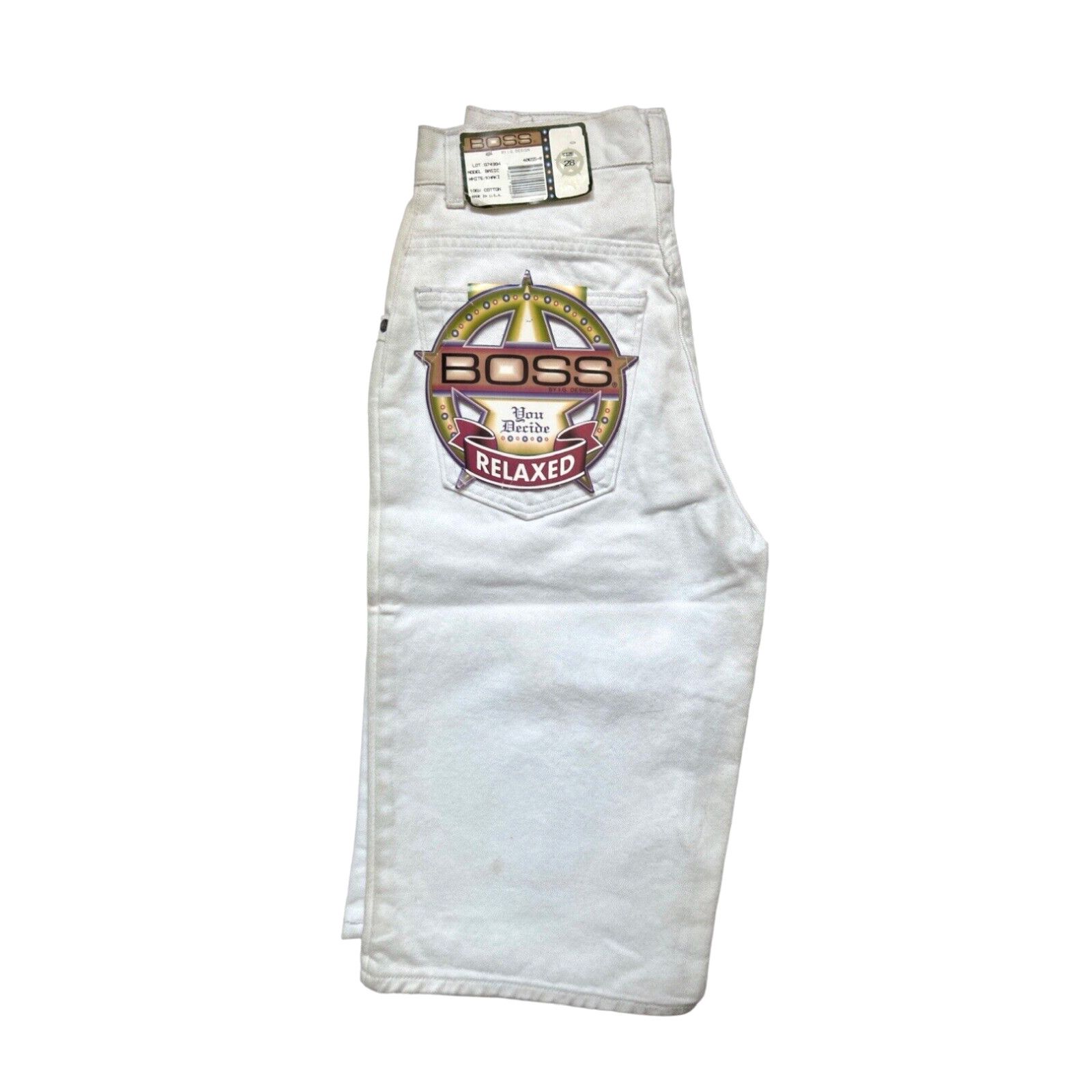 image of Vintage Boss By Ig Design Relaxed Basic Jean Shorts Mens Size 28 Nos NWT 90's Usa in White