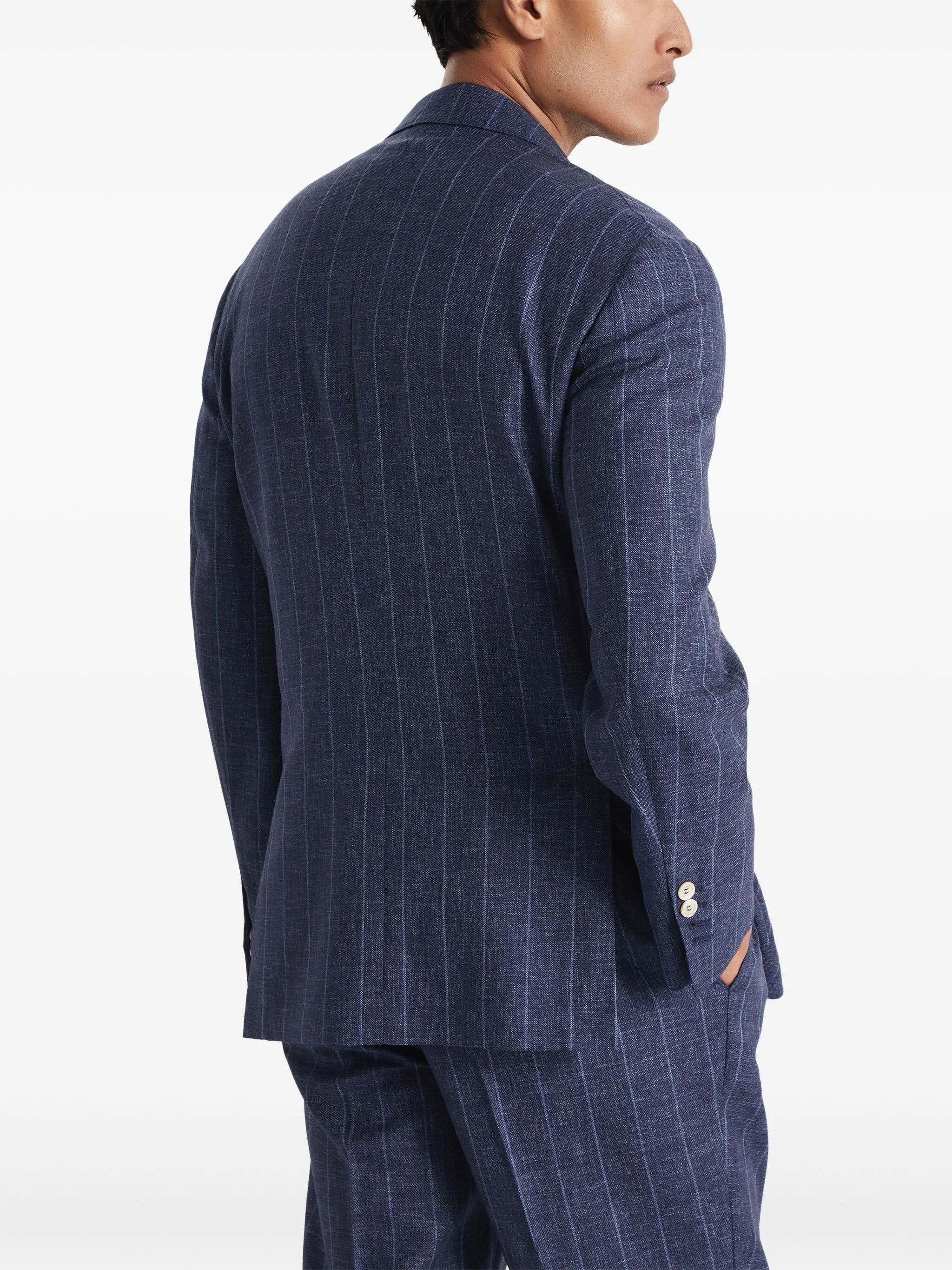 Brunello Cucinelli o1y0526 Single-breasted Pinstriped Blazer in Blue Size US L / EU 52-54 / 3 - 4 Thumbnail