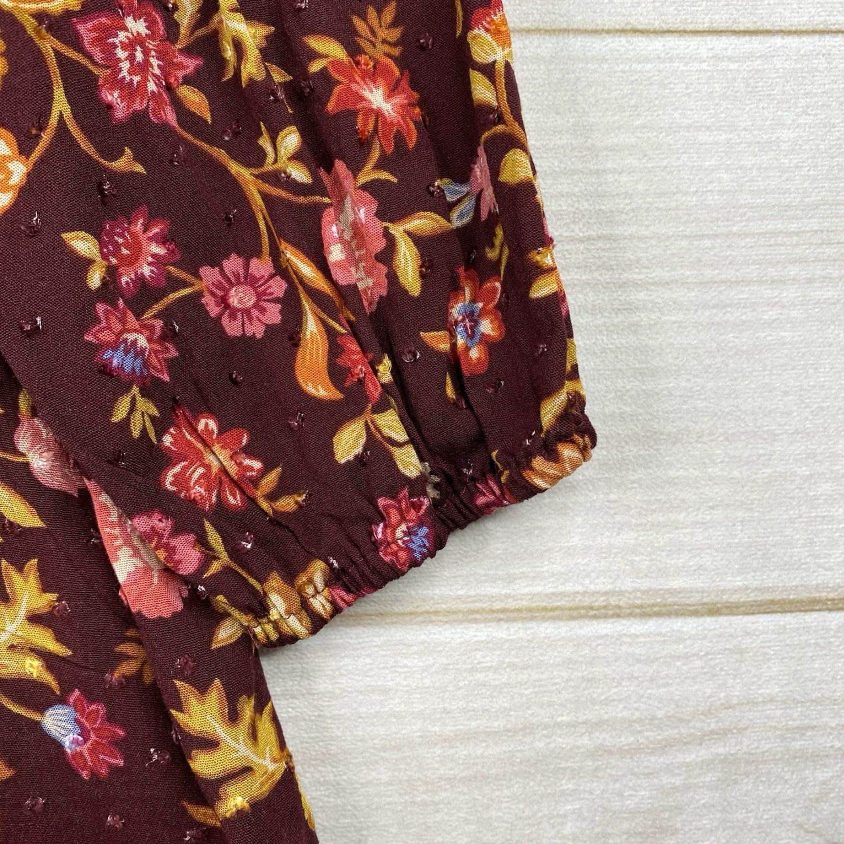 Vintage Papermoon Women 2XL Top Red Floral Boho Tie Neck 3/4 Sleeve Pullover NWT Blouse Shirt Size XXL / US 16-18 / IT 52-54 - 4 Thumbnail