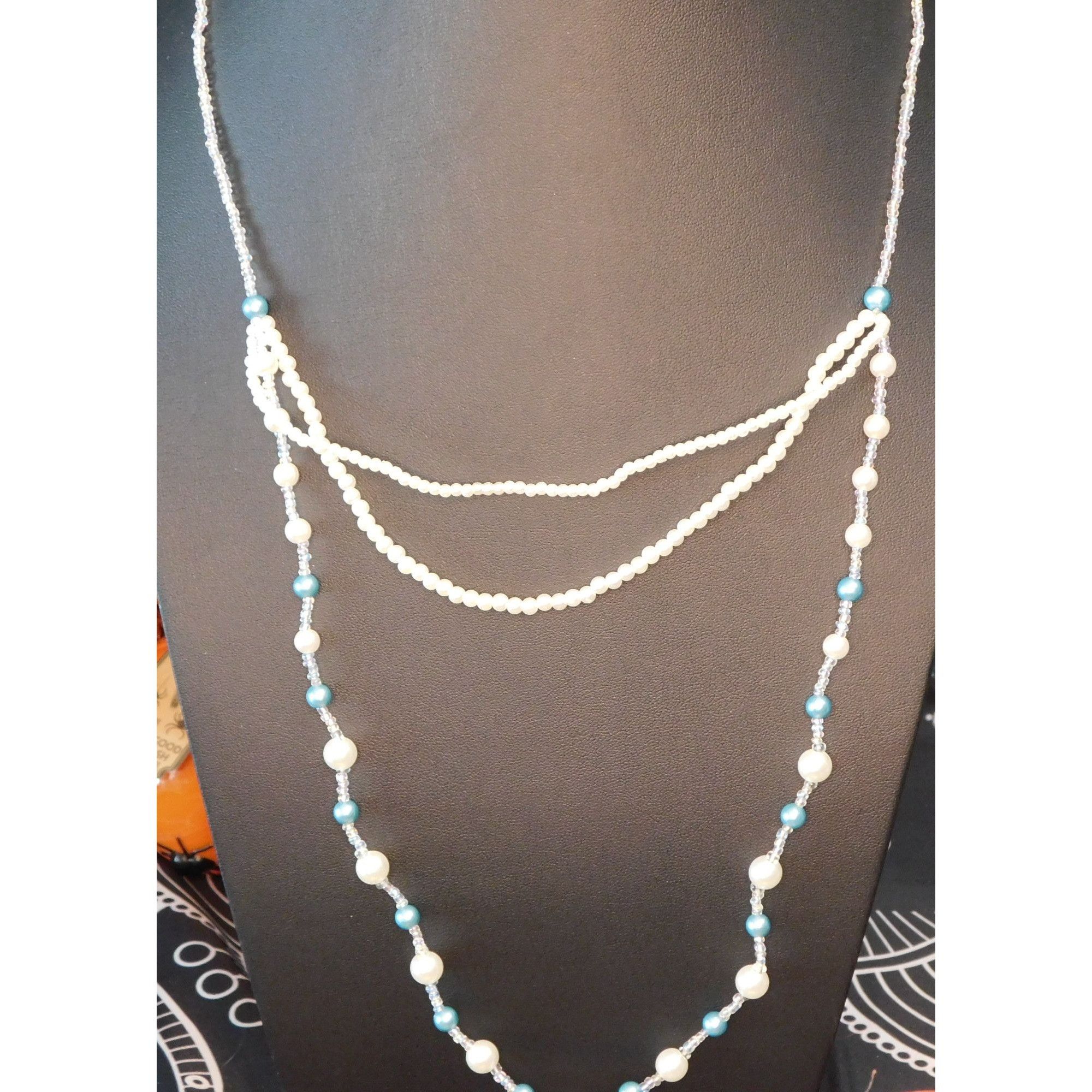 Other Mermaidcore Blue And White Layered Faux Pearl Necklace Size ONE SIZE - 3 Thumbnail