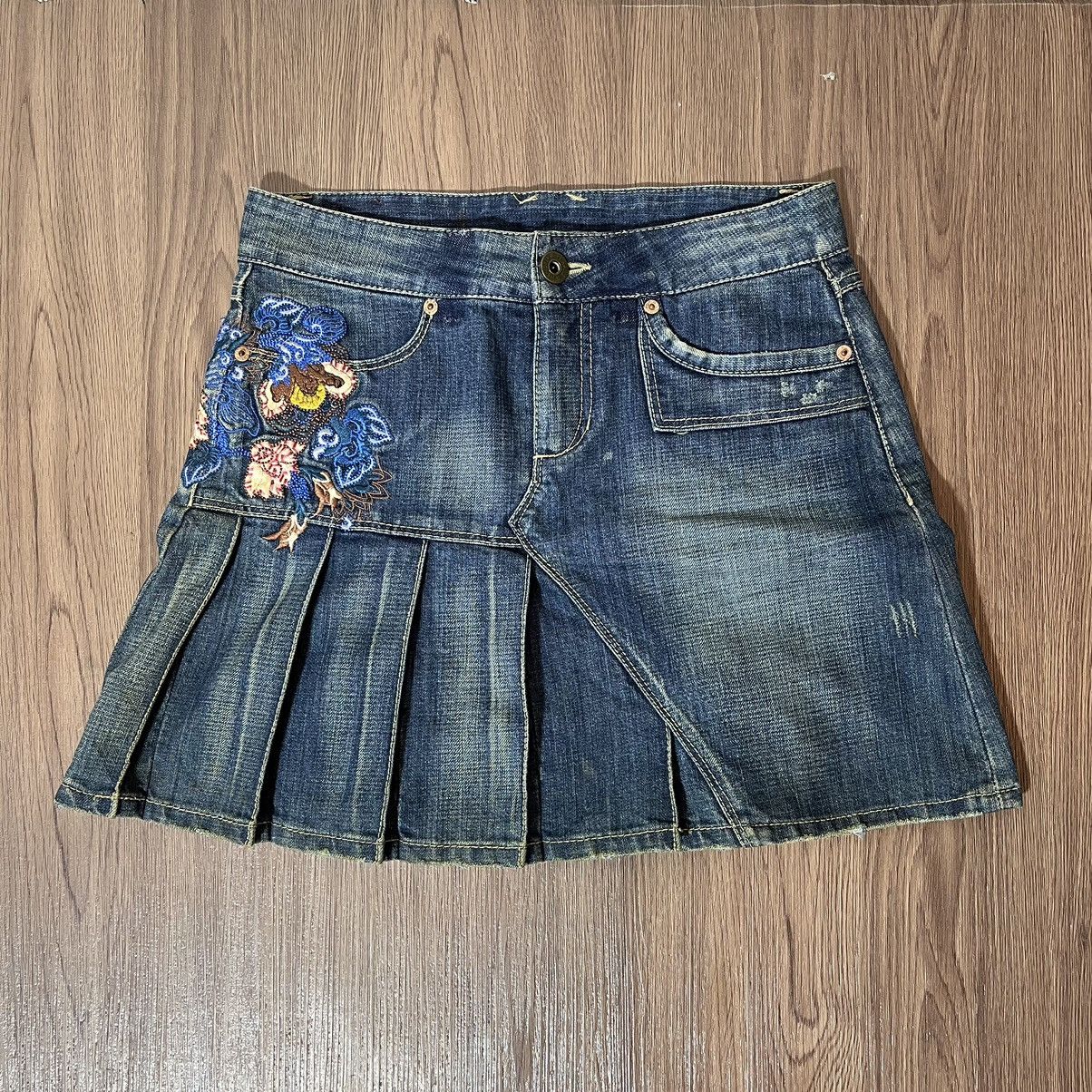 Beauty Beast × Jimi Hendrix Basic House Y2K Hendrix Woodstock Emboirdery Mini Skirt Size 30" / US 8 / IT 44 - 3 Thumbnail