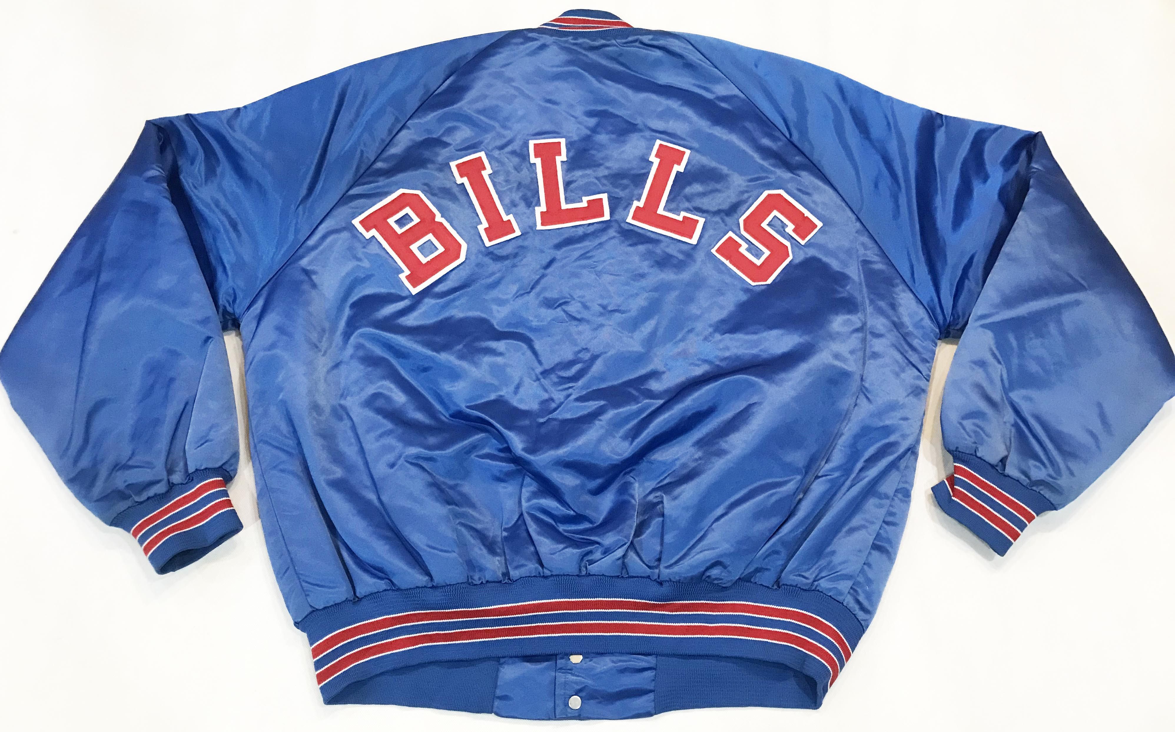 image of Chalk Line Nfl Buffalo Bills Satin Bomber Jacket in Blue, Men's (Size XL)