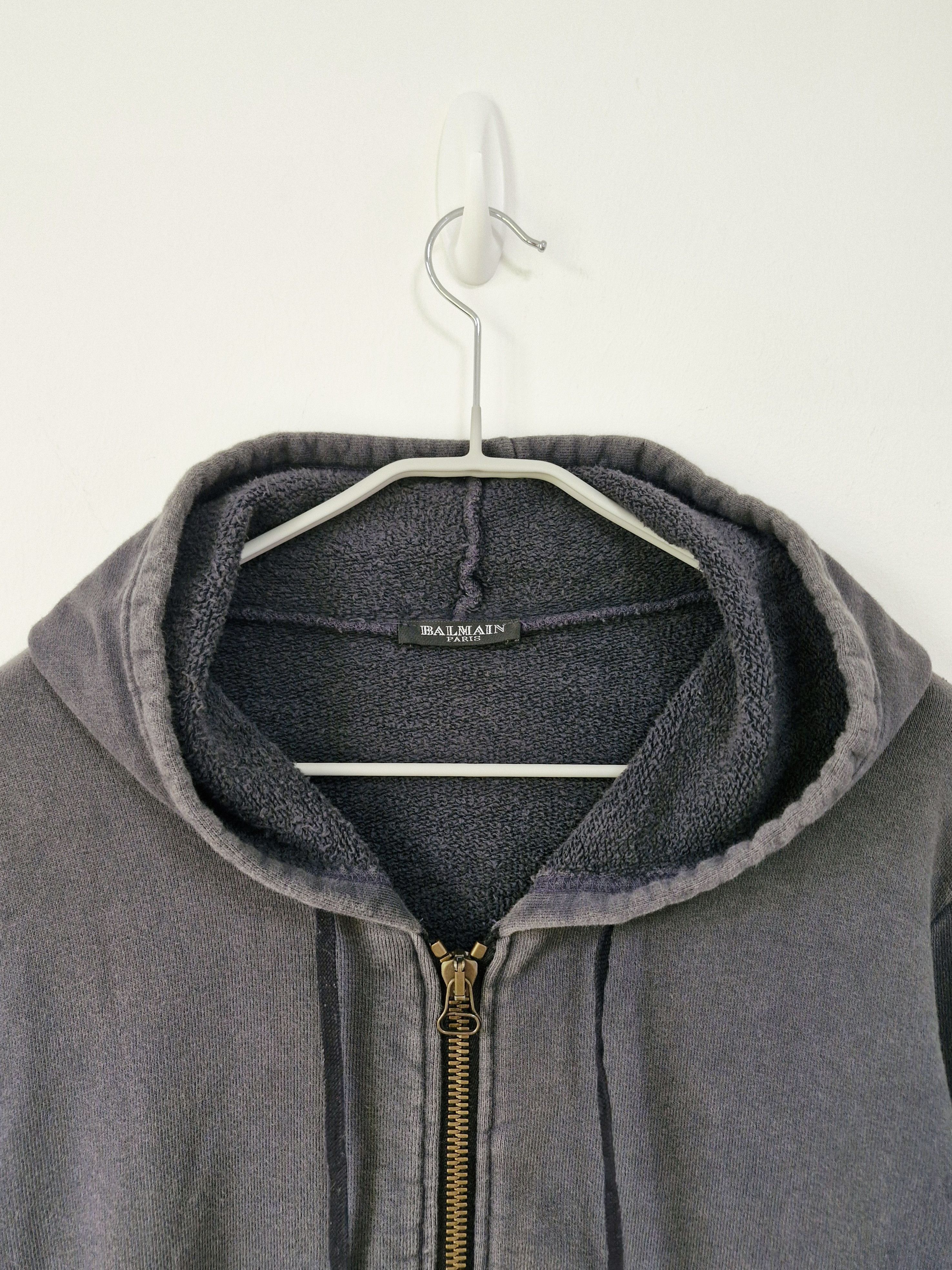 Balmain SS10 Balmain Decarnin Faded Black Distressed Hoodie Size US XS / EU 42 / 0 - 4 Thumbnail