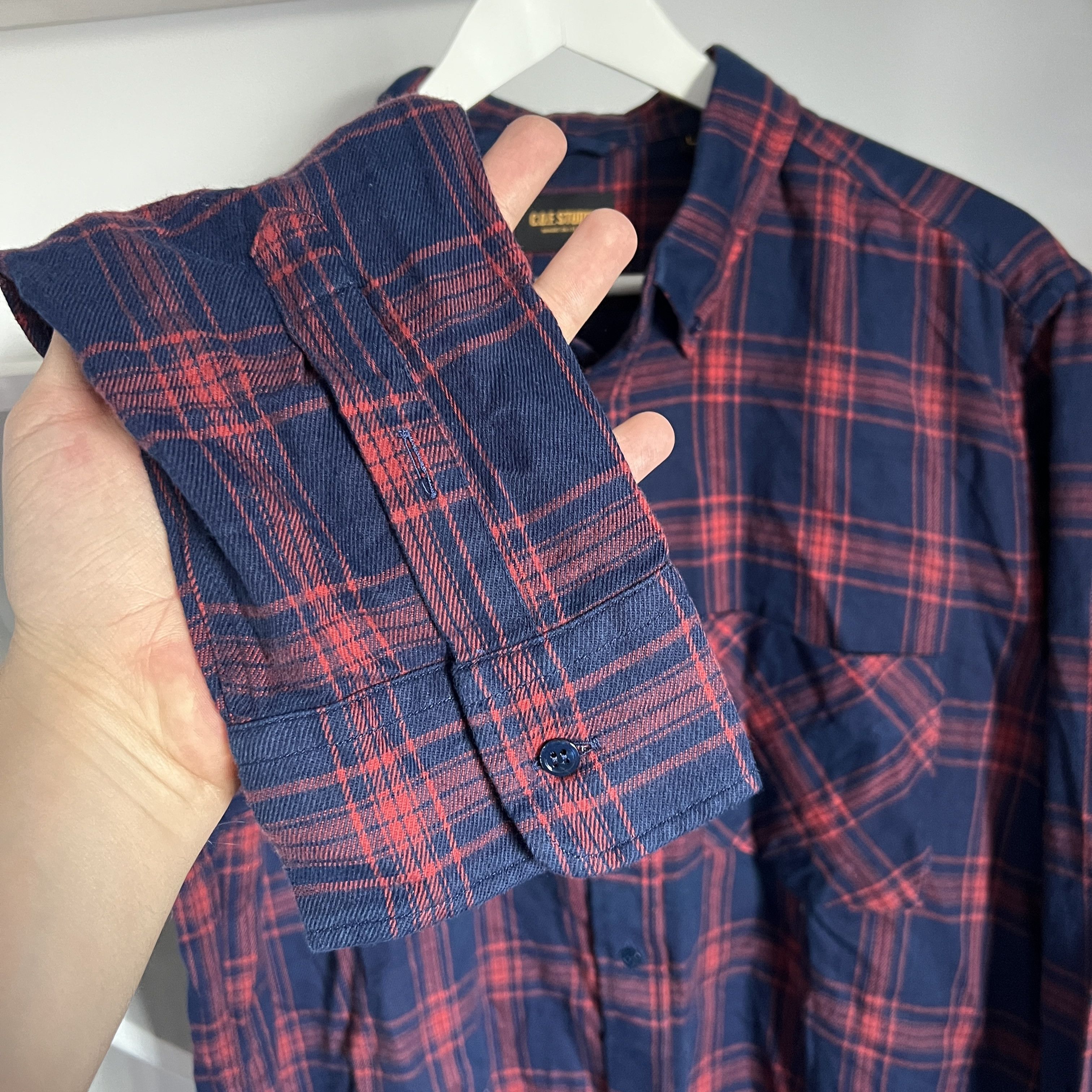 C.O.F. Studio Men's COF STUDIO BD FLANELL Indigo Blue Red Check Shirt Size US L / EU 52-54 / 3 - 7 Thumbnail