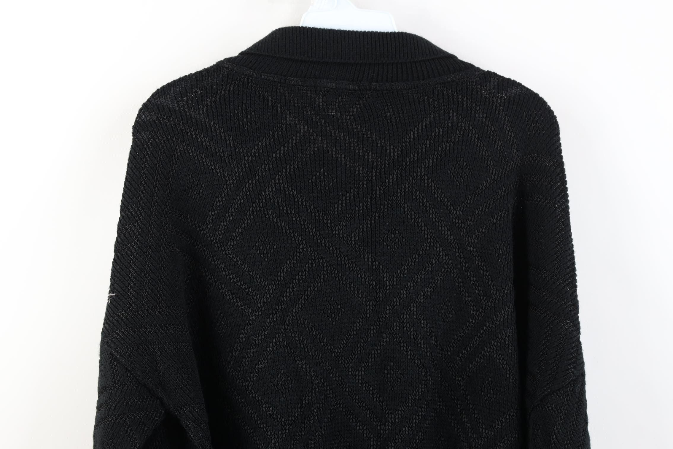 Vintage Vintage 90s Streetwear Collared Pullover Sweater Black USA Size US L / EU 52-54 / 3 - 11 Thumbnail