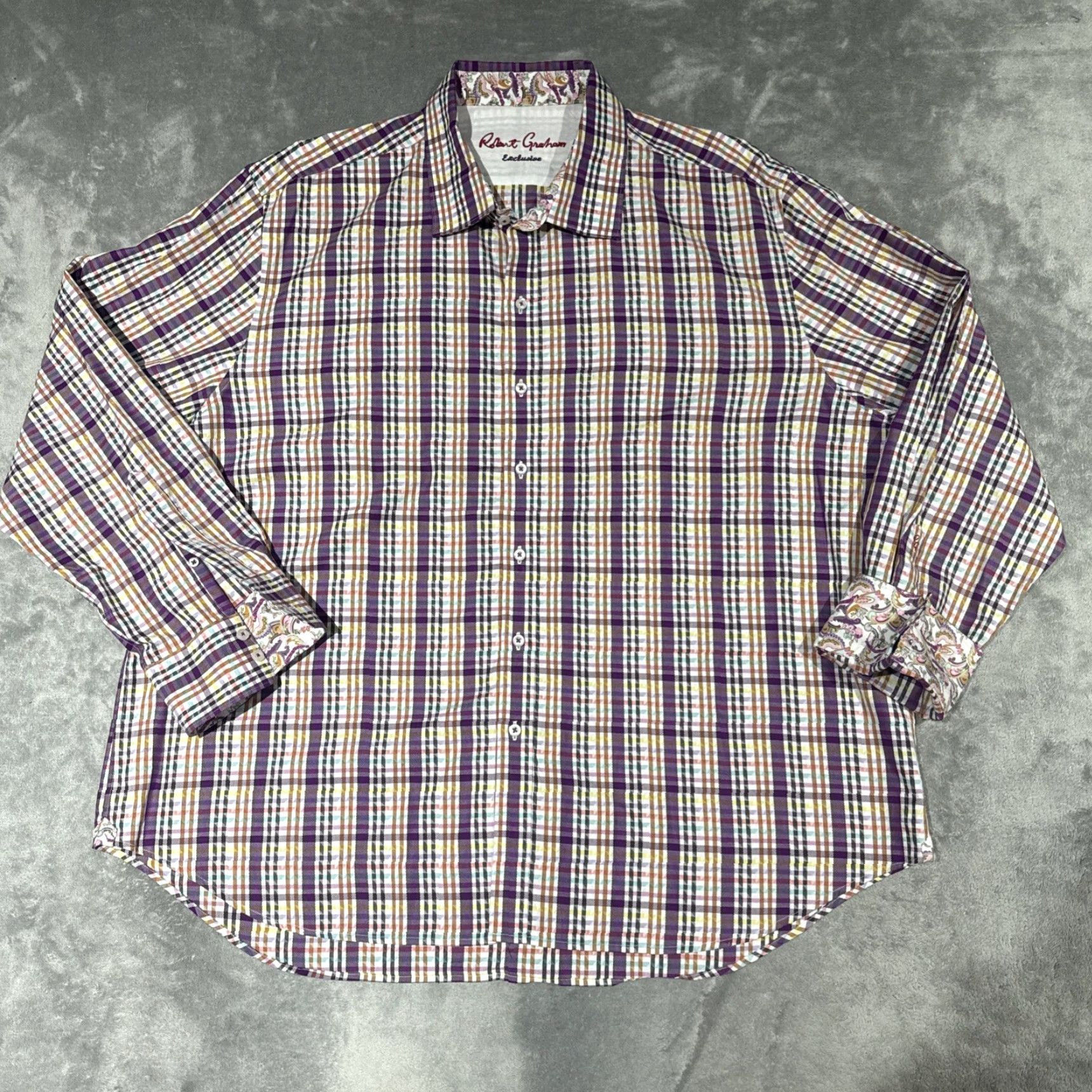 Robert Graham Robert Graham Exclusive Shirt Men 4XL Multicolor Check Paisley Flip Cuff Button-Up Long Sleeve Cotton Button-Up Shirt Women? Size US XXL / EU 58 / 5 - 2 Thumbnail