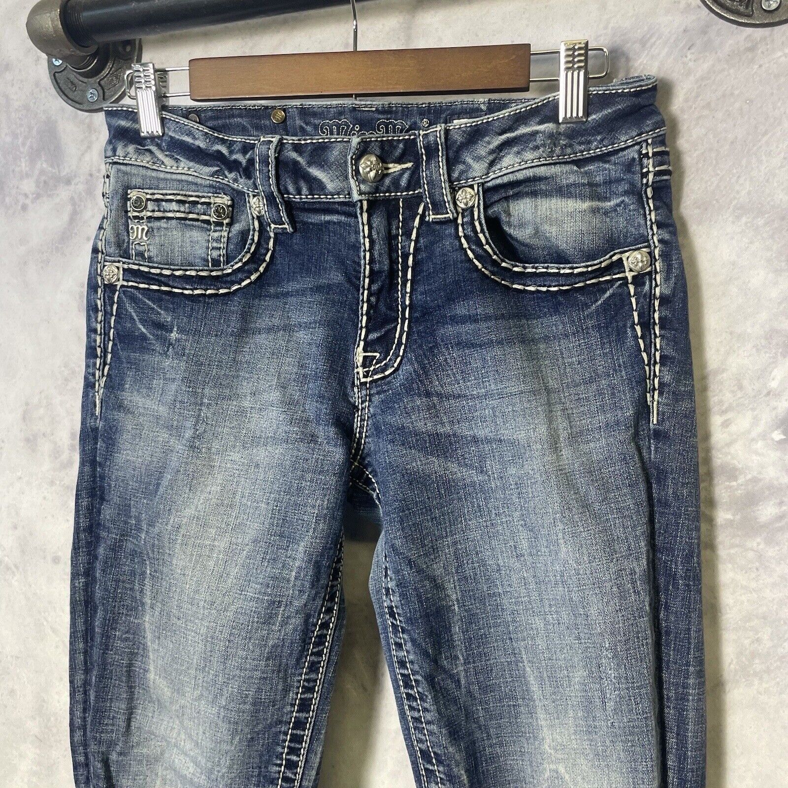 Miss Me Miss Me Jeans Womens 25 Boyfriend Capri JB501P80 Faded Denim Size 28" / US 6 / IT 42 - 3 Thumbnail