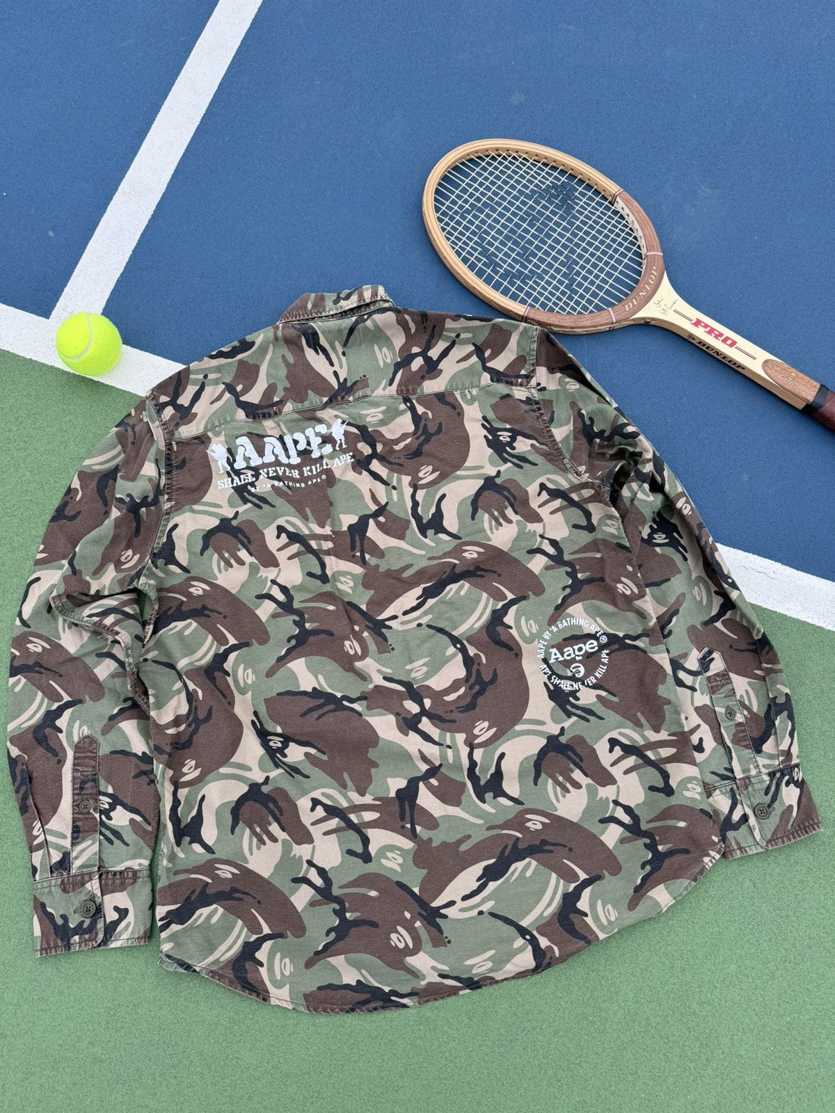 Aape A Bathing Ape Foot Soldier Patch Camo Button Up Shirt Size US L / EU 52-54 / 3 - 6 Thumbnail