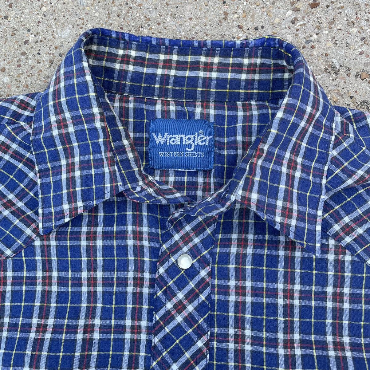 Vintage × Wrangler Vintage Wrangler Western Pearl Snap Plaid Button Up LS Shirt Size US XL / EU 56 / 4 - 4 Thumbnail