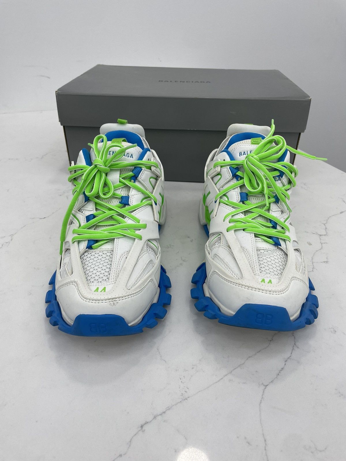 Balenciaga Balenciaga Track Runners White Green&Blue Size US 11 / EU 44 - 2 Thumbnail