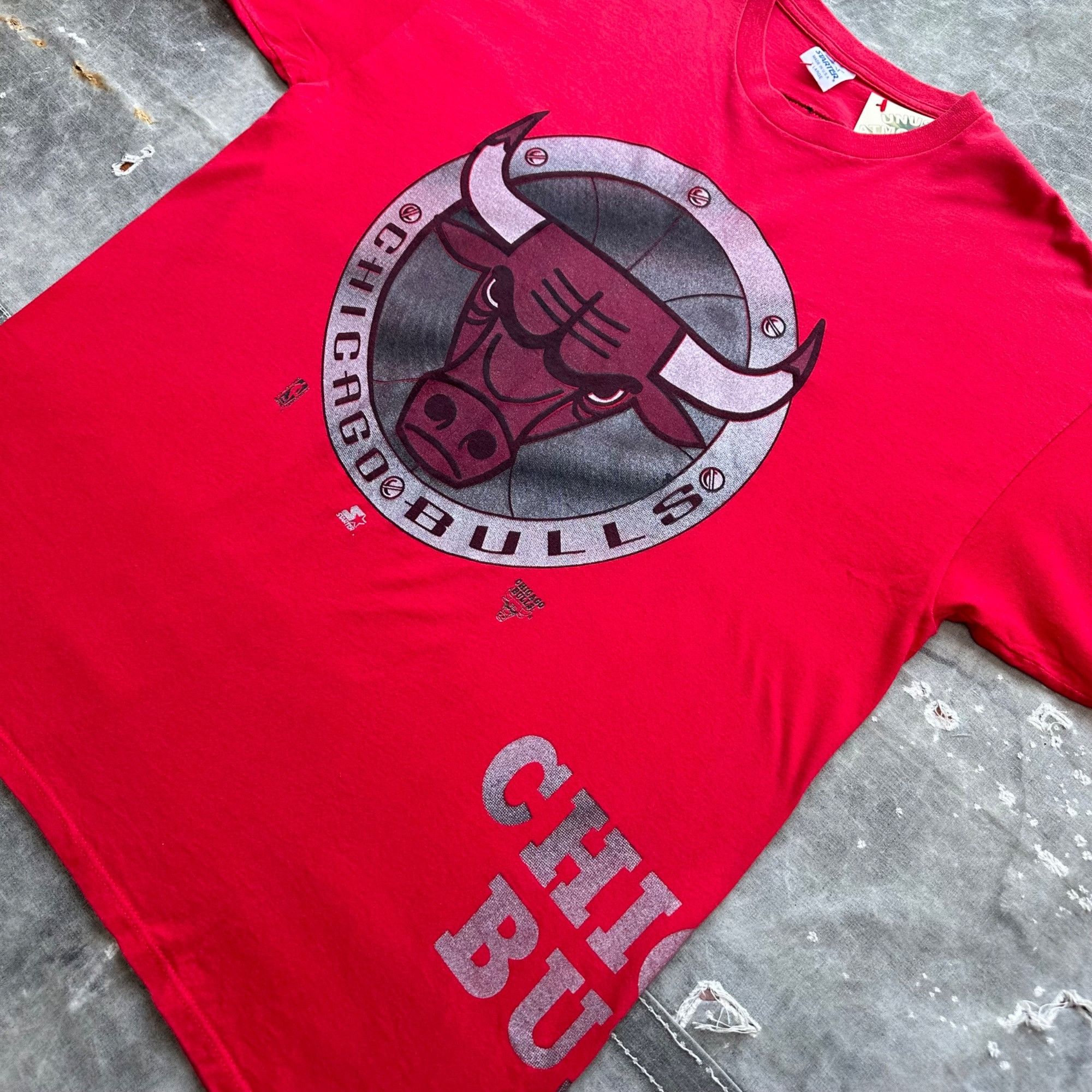 Vintage Vintage 90s Starter Chicago Bulls NBA Metal X Series Shirt Size US XL / EU 56 / 4 - 2 Thumbnail
