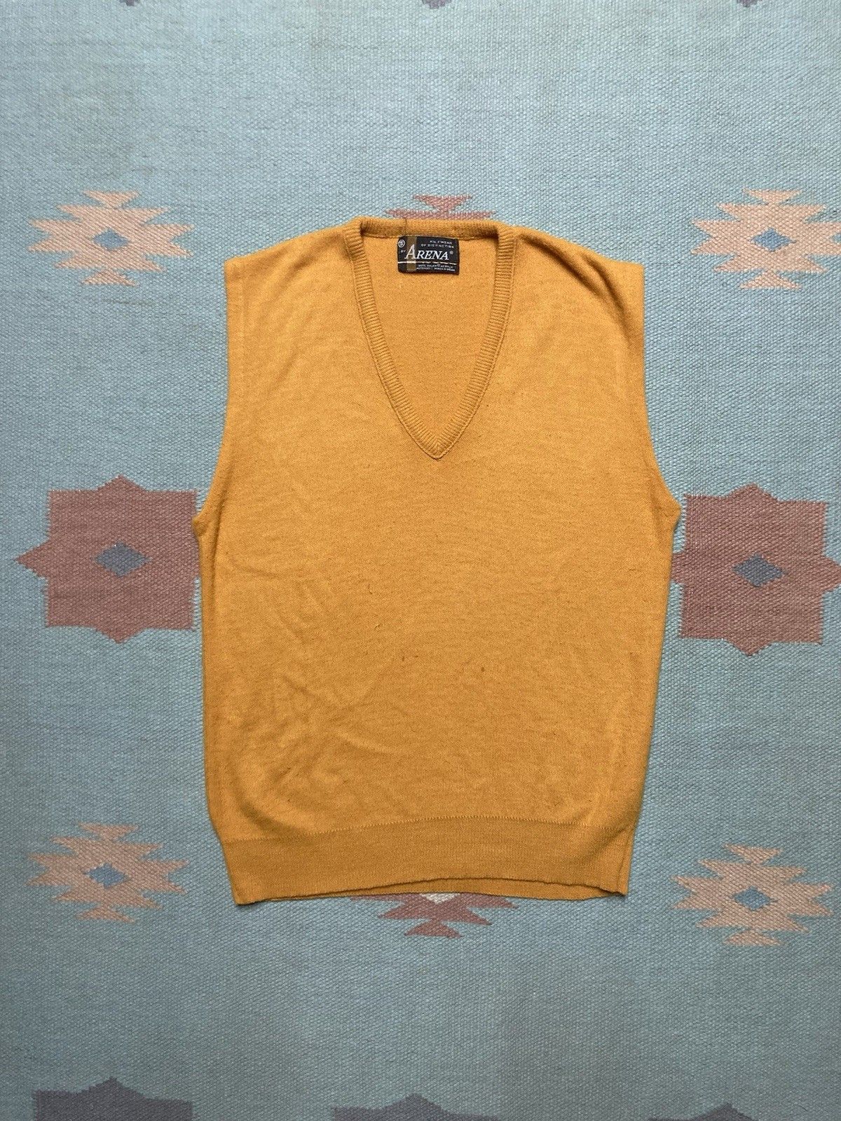 Vintage 1960s acrylic knit sweater vest v neck pullover men’s small Size US S / EU 44-46 / 1 - 1 Thumbnail