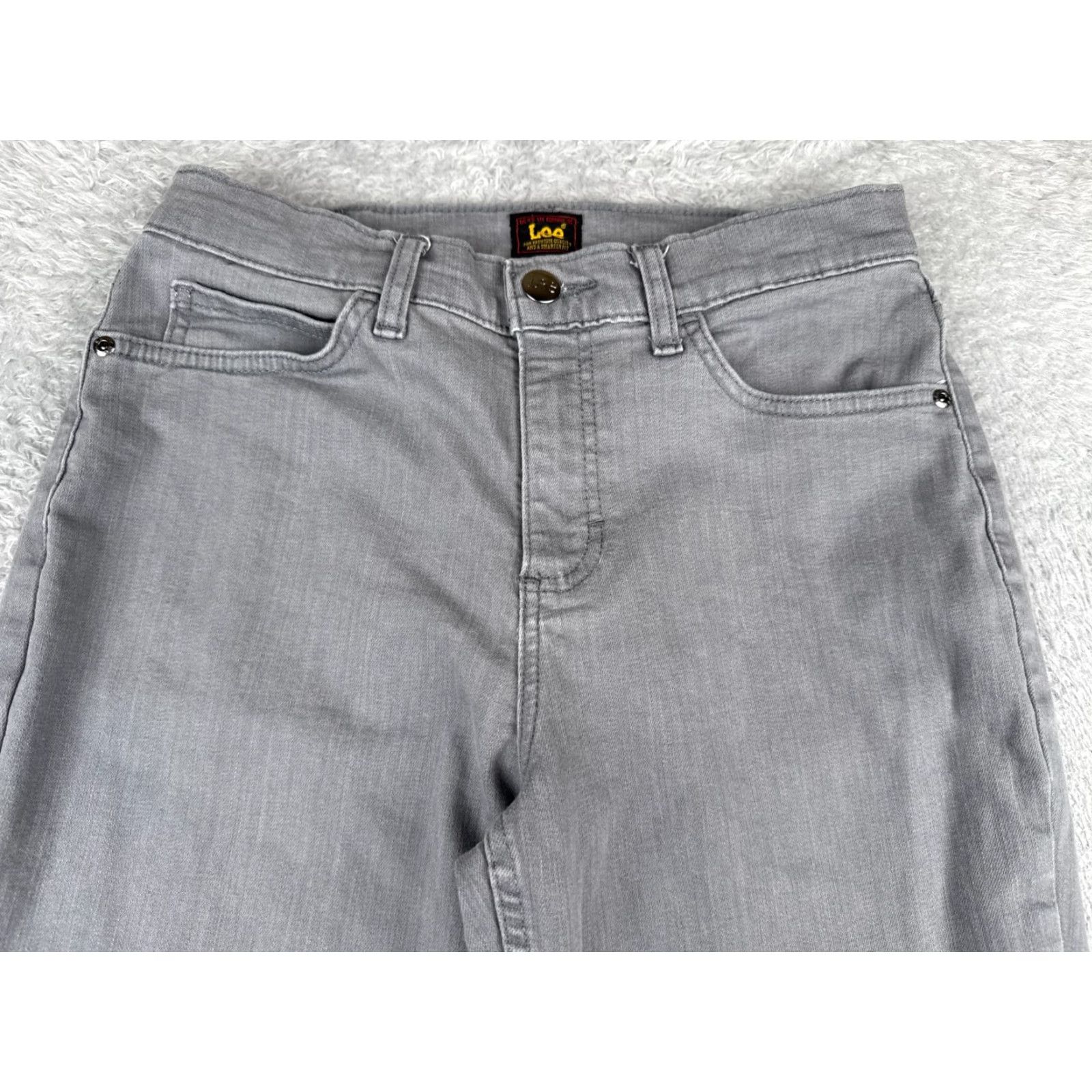 Lee Lee Jeans Womens Jeans Gray Denim Straight Leg Mid Rise Cotton Blend Zip Fly 28x27 Regular 28 Gray Denim 5-Pocket Design Mens? Size 28" / US 6 / IT 42 - 4 Thumbnail