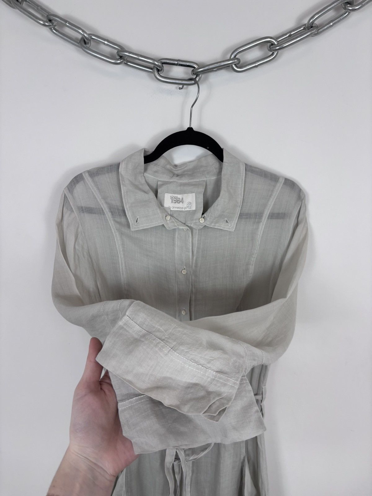 Annette Gortz Annette Gortz Women’s Ramie Grey Belted Shirt Dress Size S / US 4 / IT 40 - 14 Thumbnail