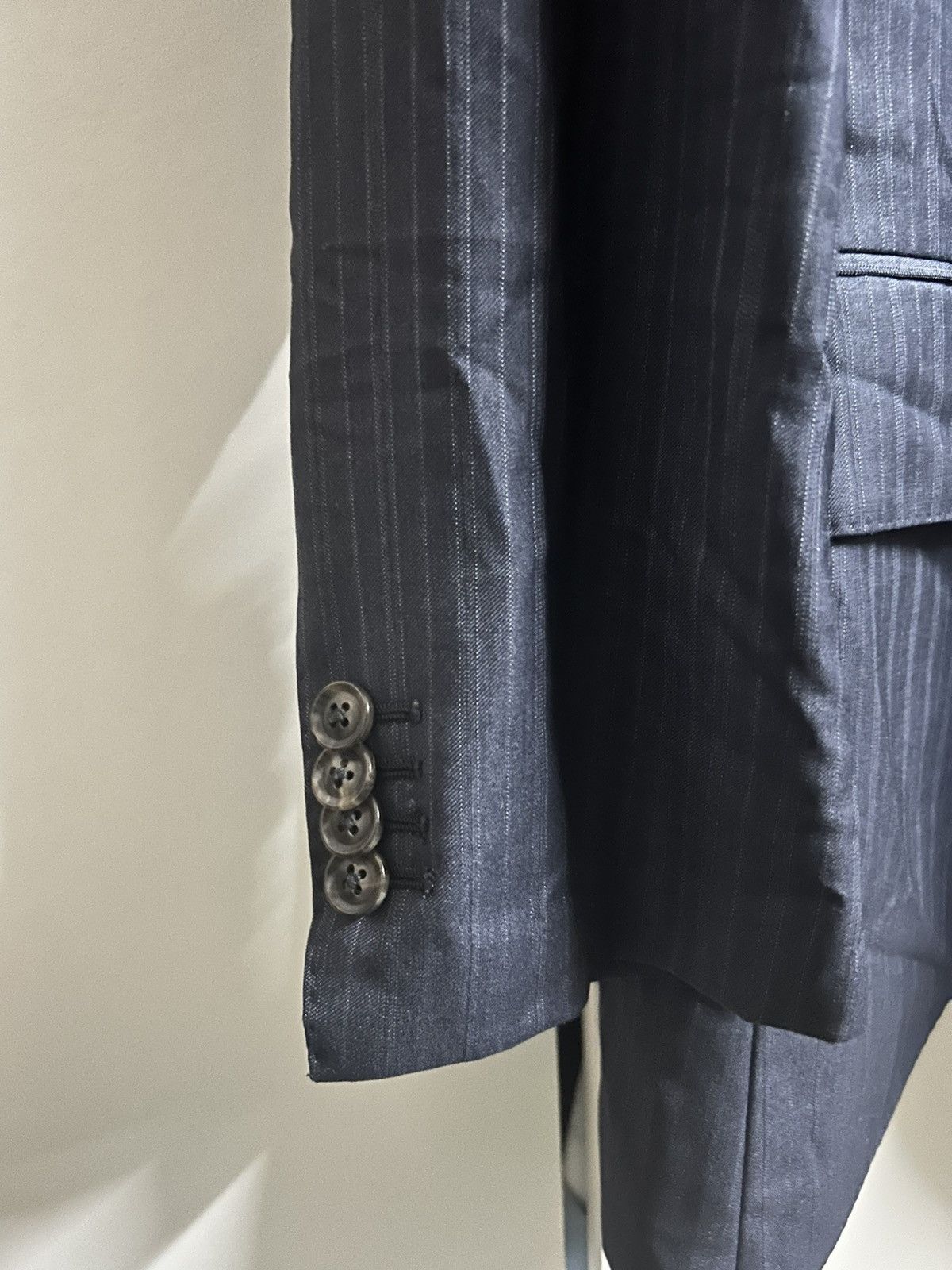 Loro Piana Four Seasons Super 130'S Wool Striped Blazer Size 46S - 12 Thumbnail