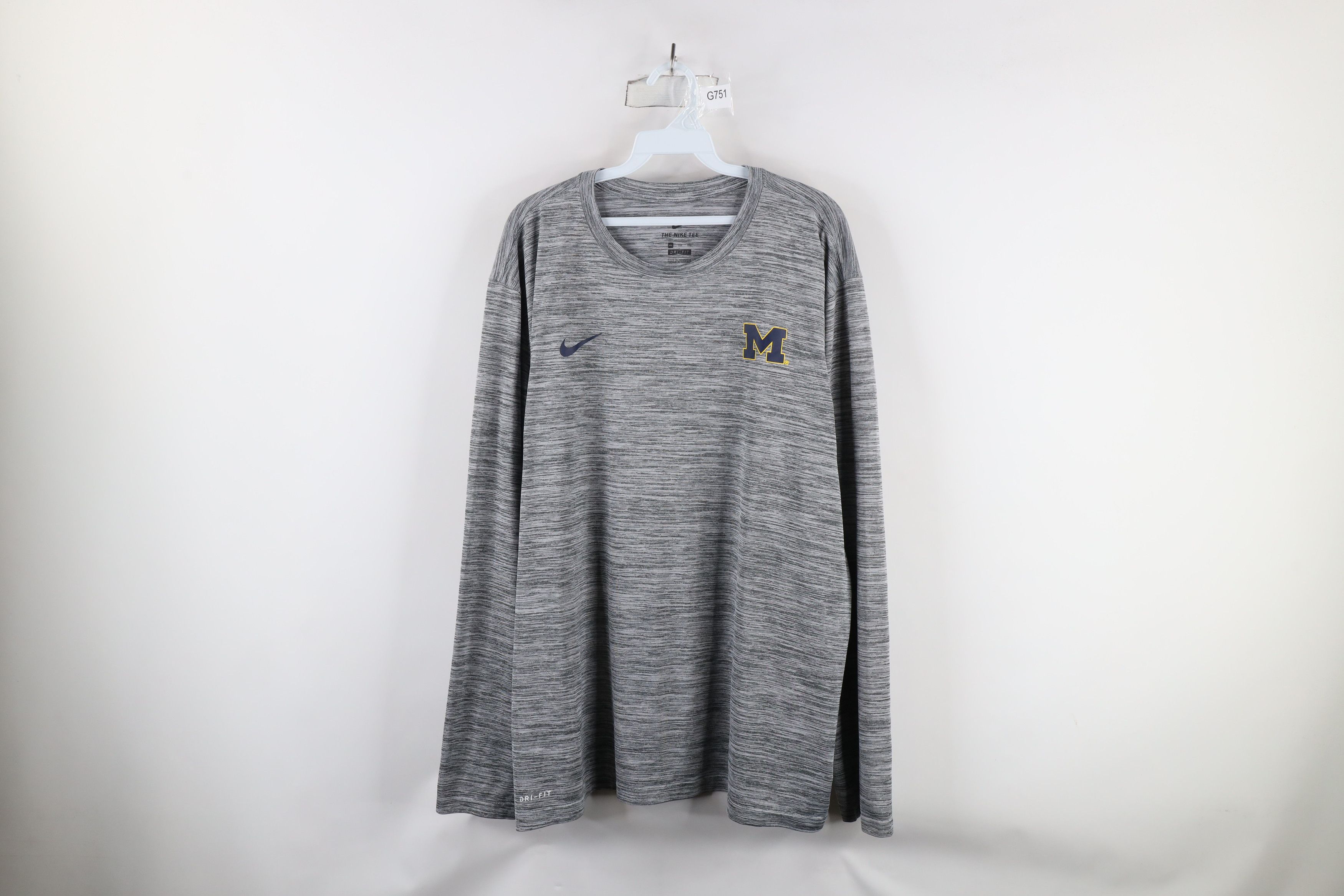 Nike × Vintage Nike University of Michigan Knit Long Sleeve T-Shirt Gray Size US M / EU 48-50 / 2 - 1 Thumbnail