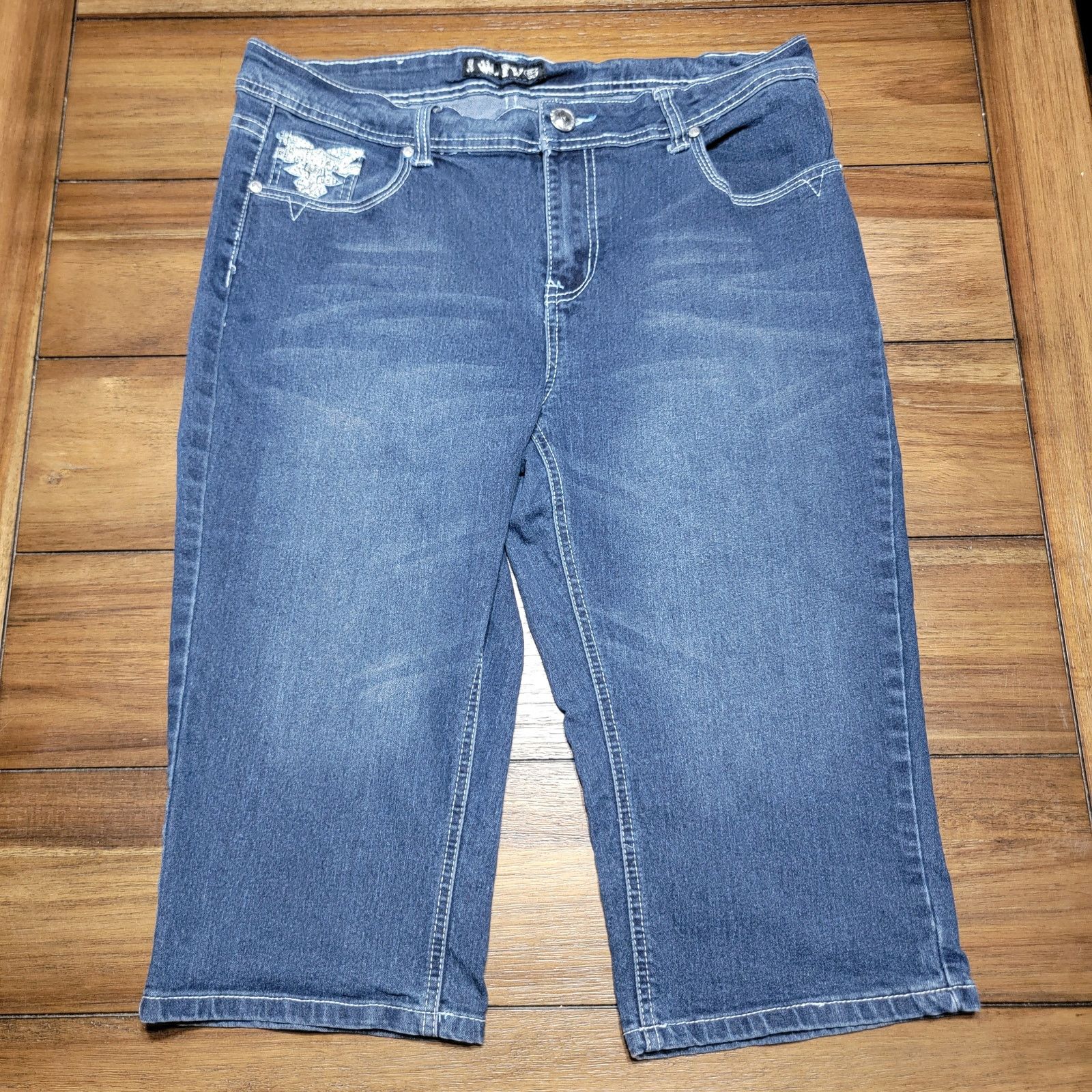 Other Give Me Five Capris w/ Pocket Embroidery & Bling - Size 14 Size 36" / US 14 / IT 50 - 1 Thumbnail