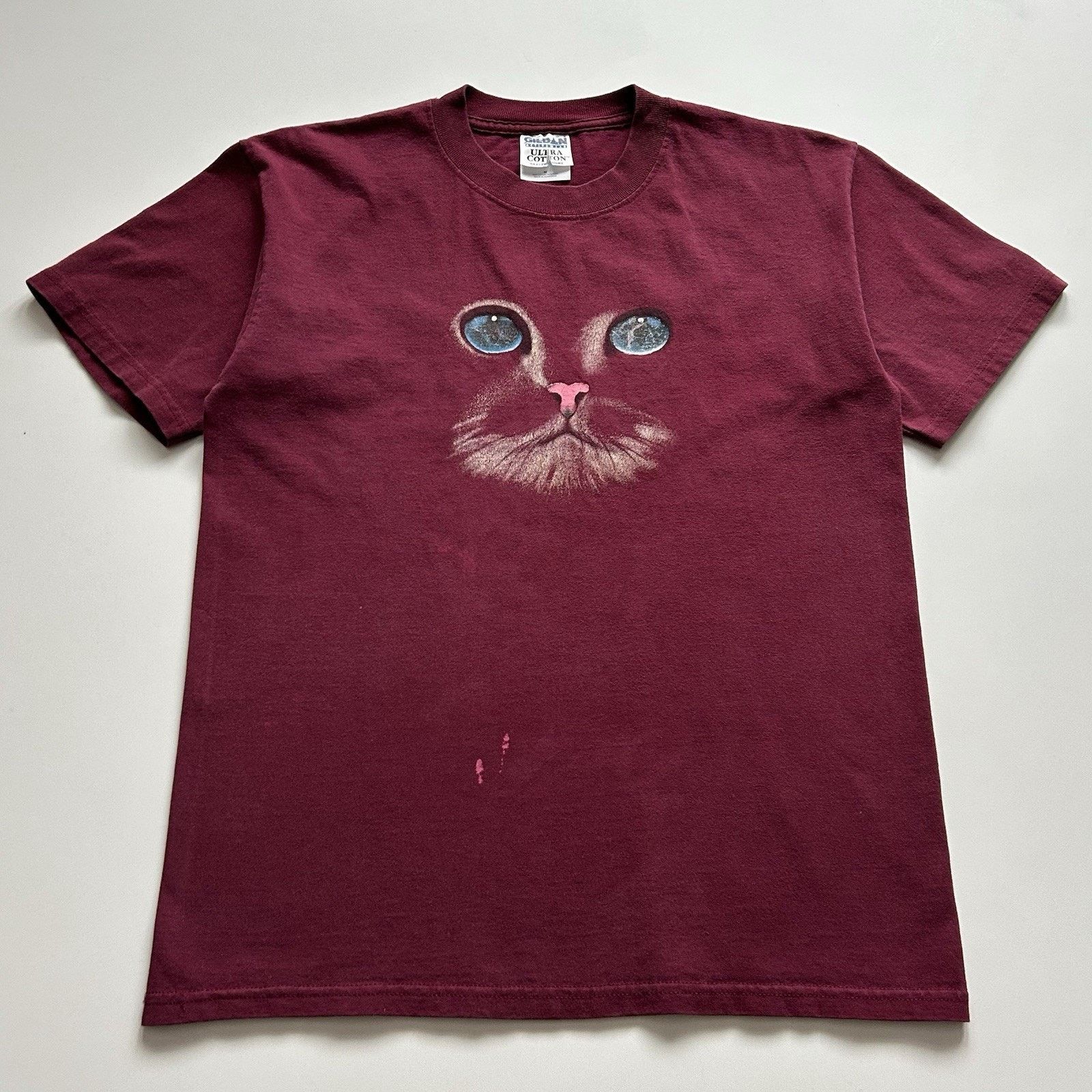 Gildan Vintage Cat Face Shirt Medium Y2K Animal Art Graphic Cotton Size US M / EU 48-50 / 2 - 1 Thumbnail