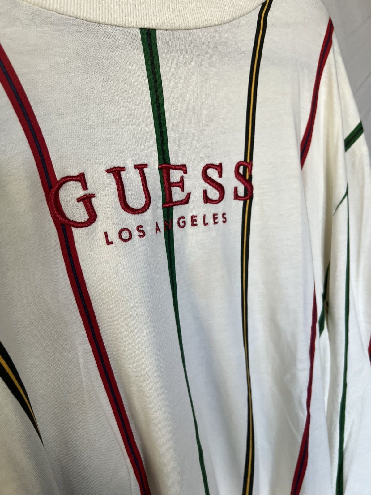 Guess Guess Los Angeles Long Sleeve Shirt White Vertical Striped Size US L / EU 52-54 / 3 - 2 Thumbnail