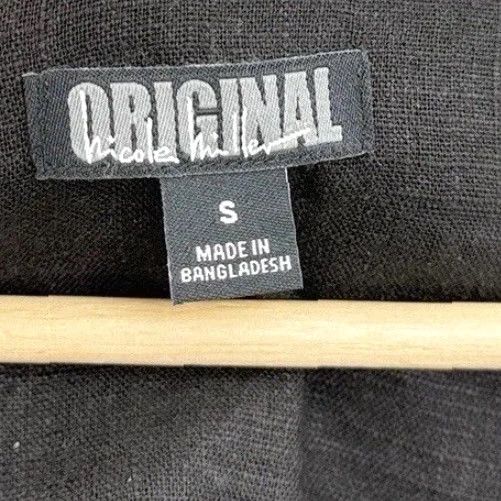 Nicole Miller Nicole Miller Women’s Linen Blend Black Dress Shirt Dress V-Neck Short Sleeve Ruffle Boho Preppy Size S / US 4 / IT 40 - 5 Thumbnail