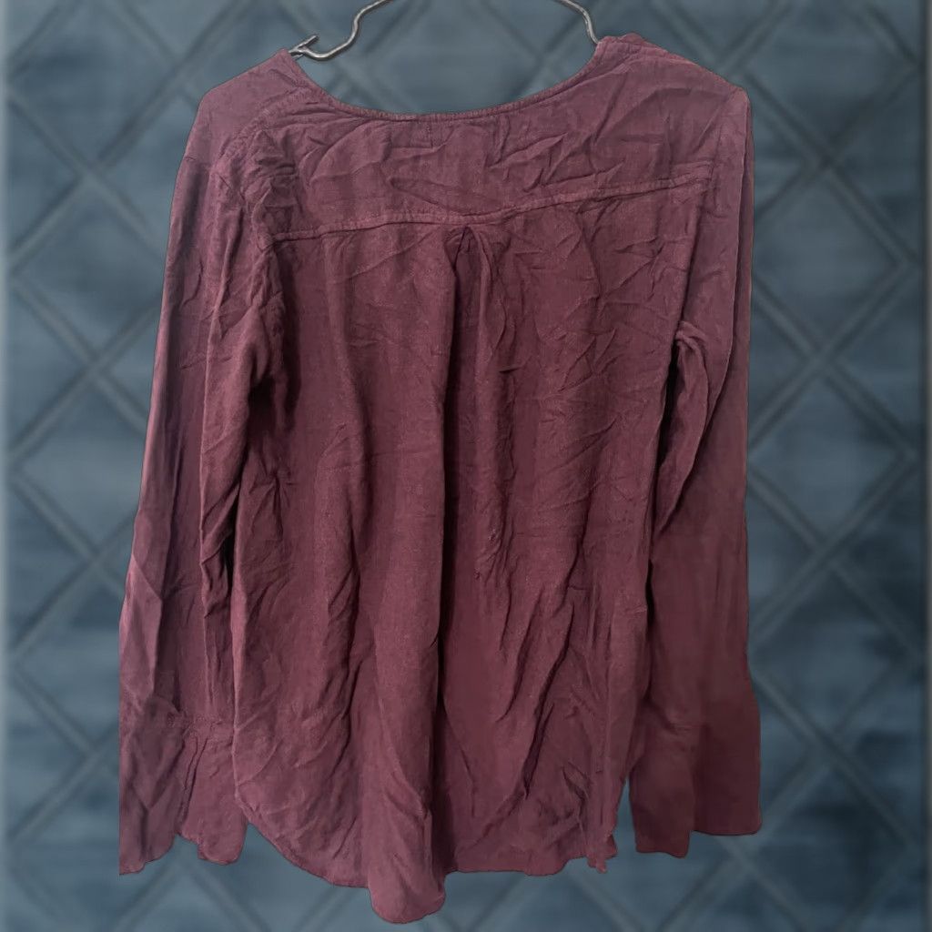 CLOT Cloth & Stone Maroon Crew Neck Long Sleeve Tunic Shirt Top Women Size Small Size S / US 4 / IT 40 - 1 Thumbnail