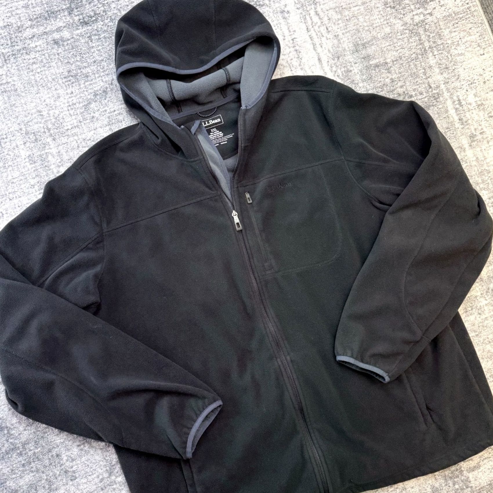 Vintage LL Bean Jacket Mens 2XLT Black Fleece Hooded Coat Full Zip Outdoors Casual Layer Jacket Size US XXL / EU 58 / 5 - 2 Thumbnail