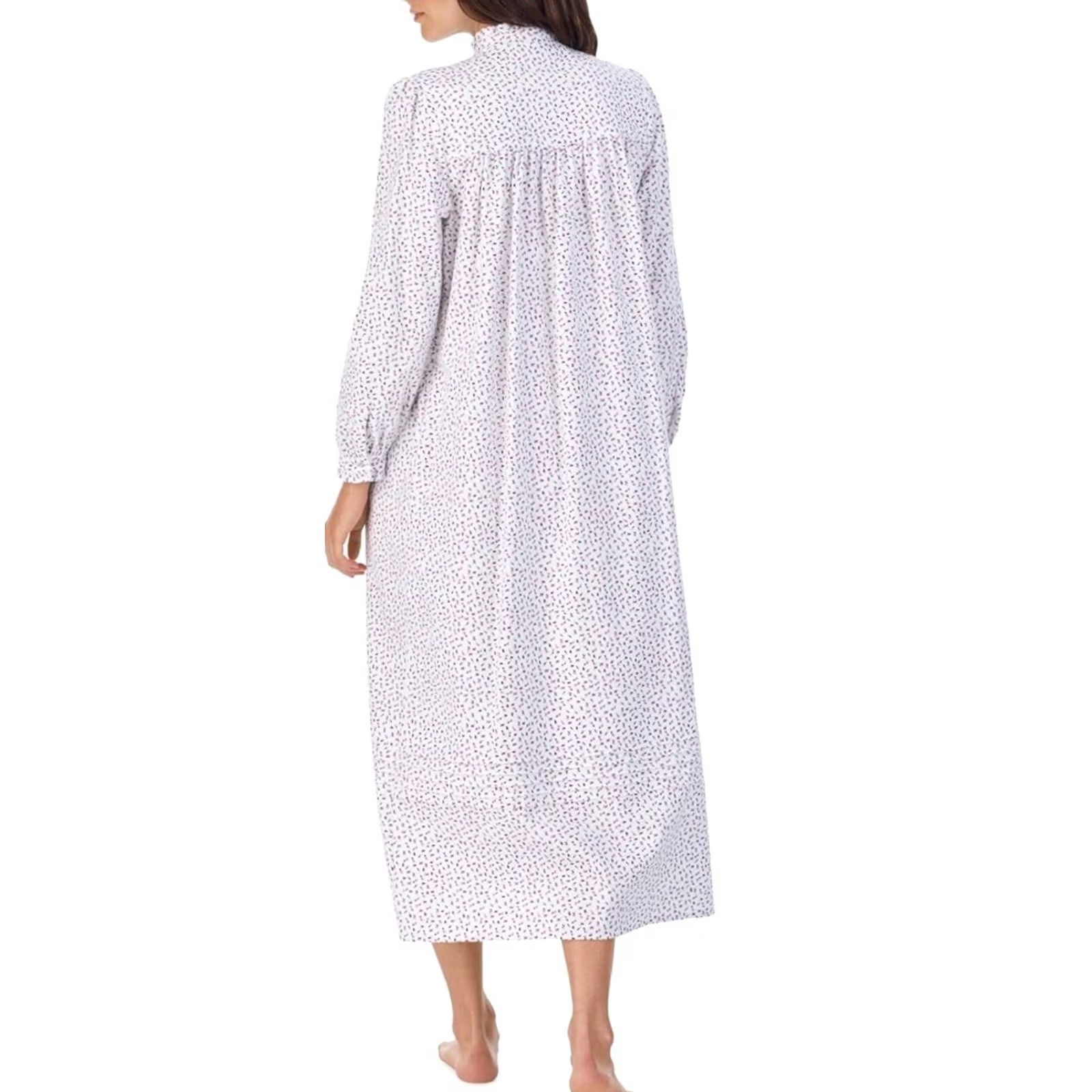 Vintage Eileen West Cotton Flannel Gown Sz XL White Long Sleeve High Neck NWT Womens Size XL / US 12-14 / IT 48-50 - 2 Thumbnail