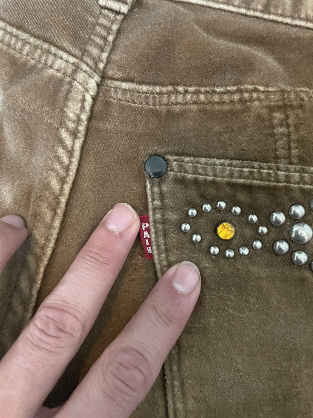 Number (N)ine 🎆 NUMBER NINE AW ‘03 STUDDED JEWEL VELVET PANTS Size US 31 - 5 Thumbnail