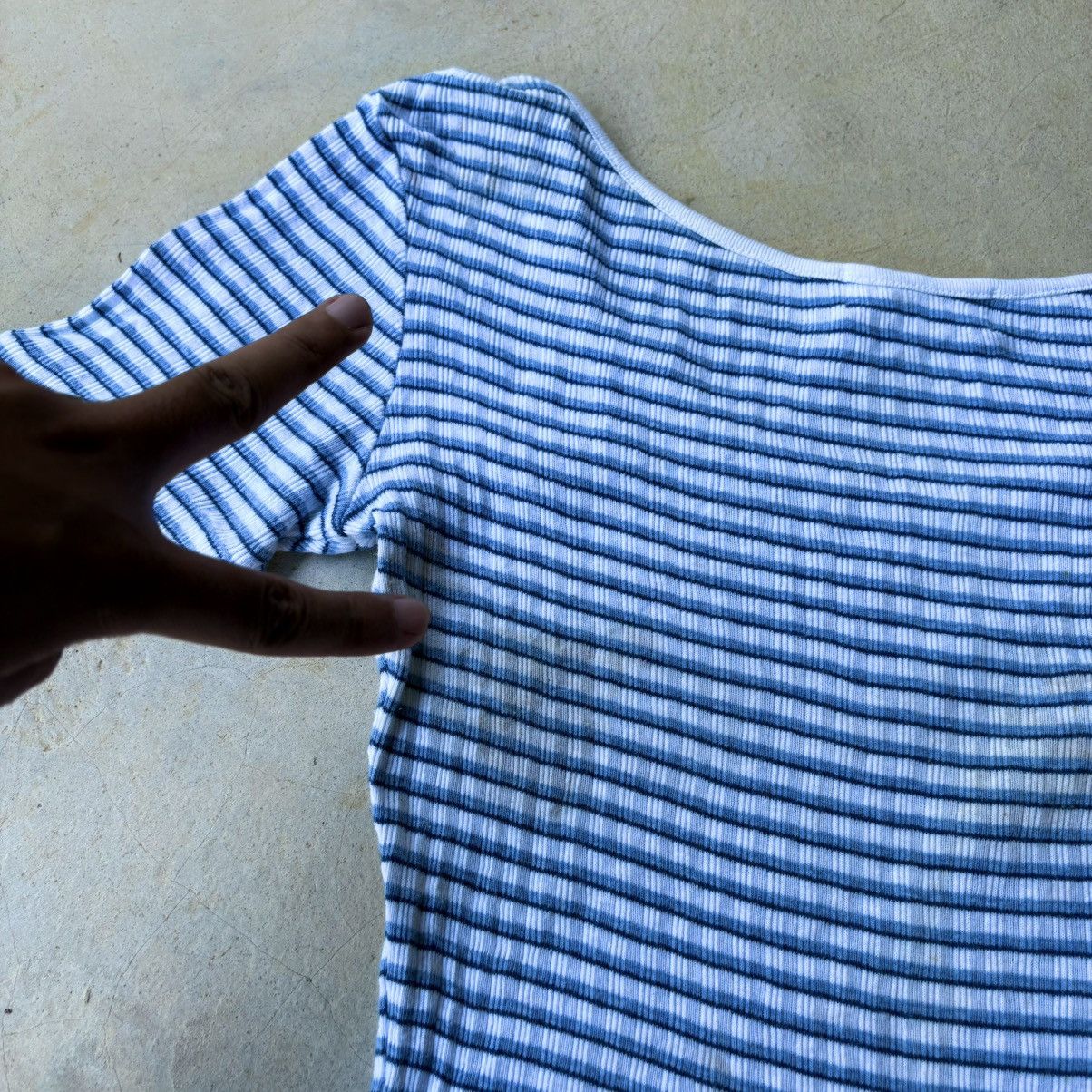 Issey Miyake Vintage Issey miyake sports blue striped short sleeve women Size XXS / US 00 / IT 34 - 9 Thumbnail