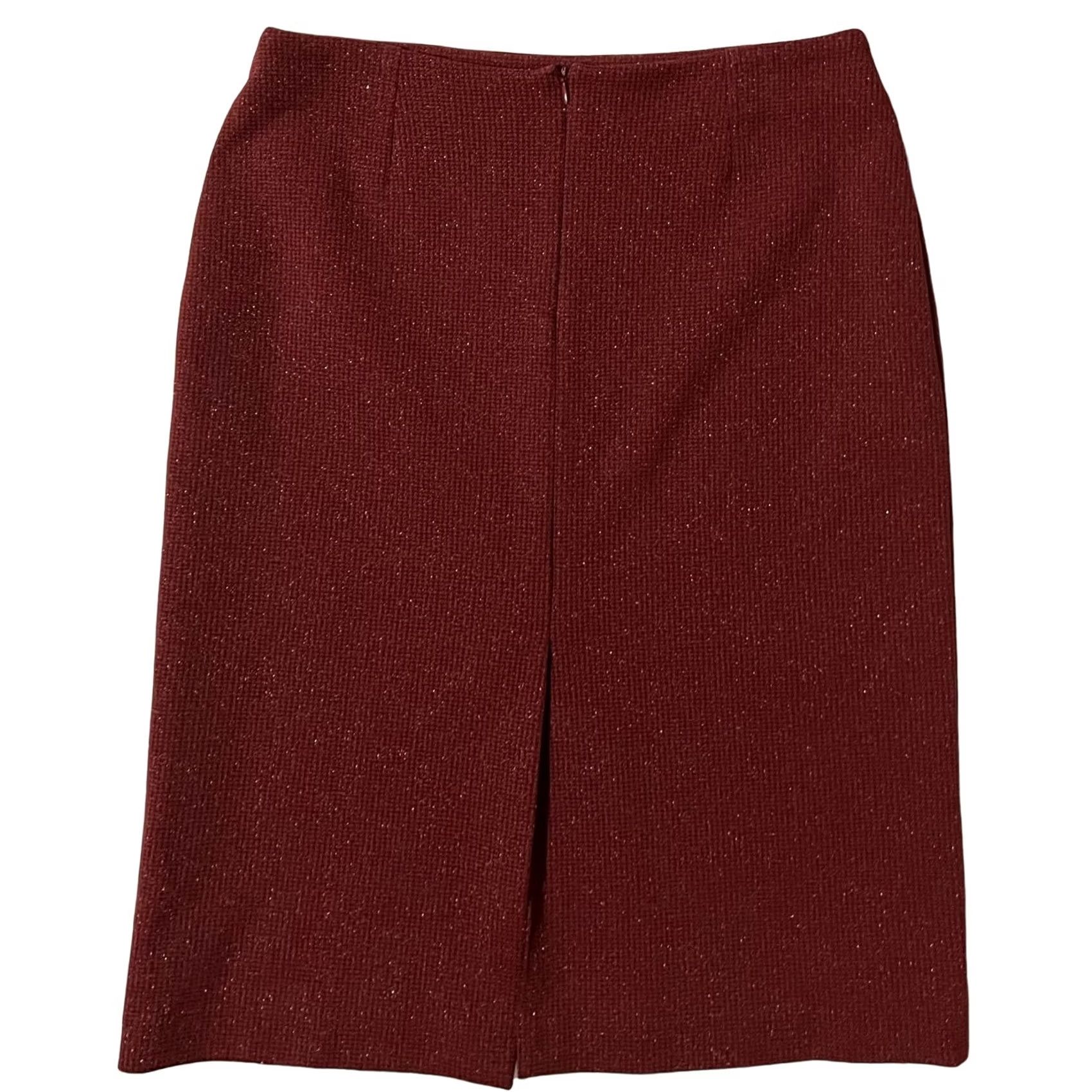 Vintage les chemins blancs Skirt Knee Length Maroon Burgundy Nylon Pencil Womens L Size Size 36" / US 14 / IT 50 - 4 Thumbnail