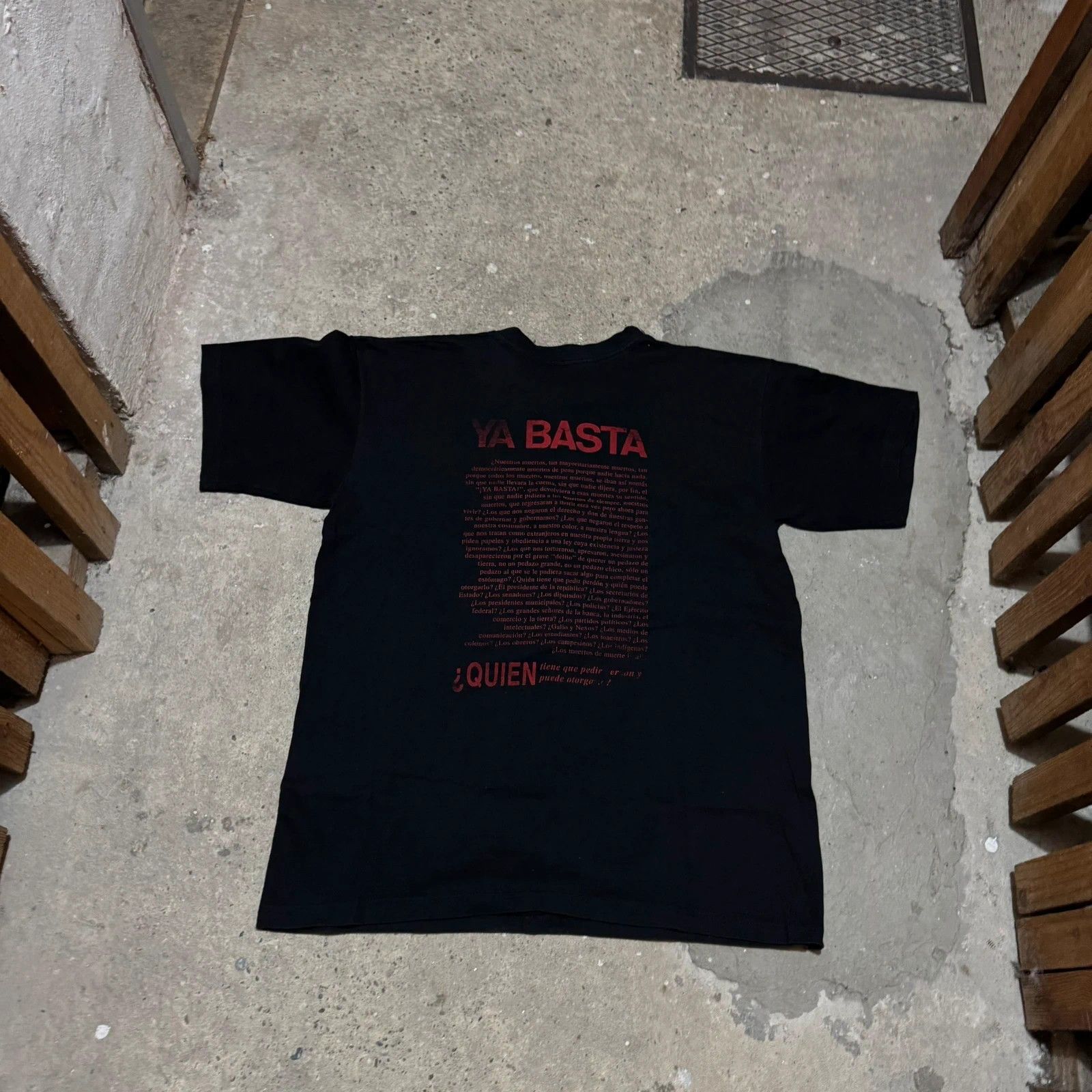 Band Tees Vintage 90s Ya Basta Ezln Mexico Army Big Printed T-Shirt Size US XL / EU 56 / 4 - 2 Thumbnail