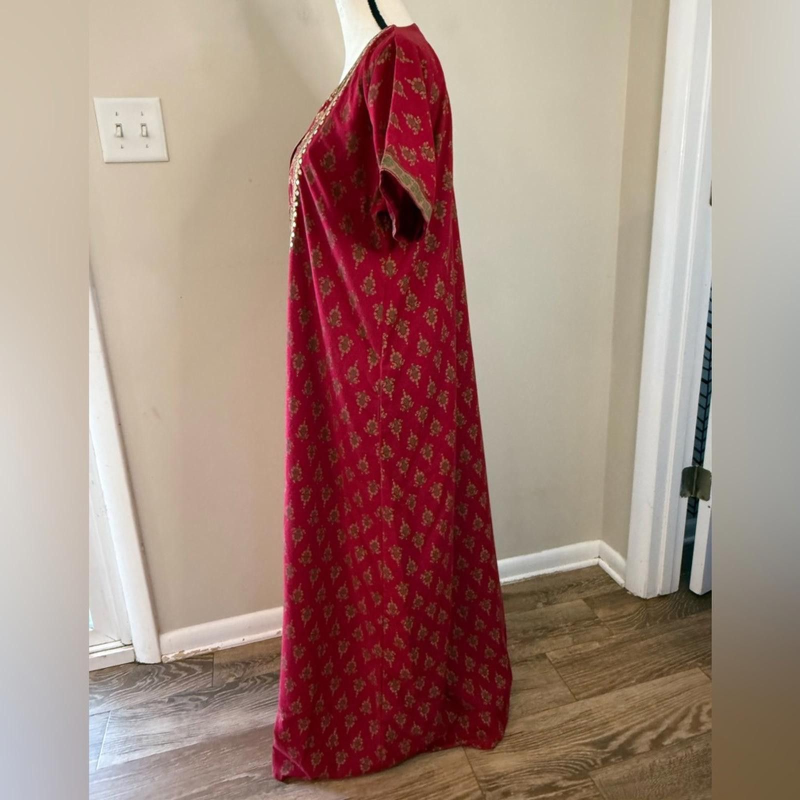 Other Sarra red embroidered ornate maxi sari with pockets SZ 38 Size M / US 6-8 / IT 42-44 - 4 Thumbnail