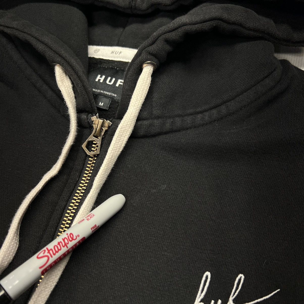 Huf Huf Sweatshirt Hoodie Black Full Zip Logo Embroidered Skate Size US M / EU 48-50 / 2 - 6 Thumbnail