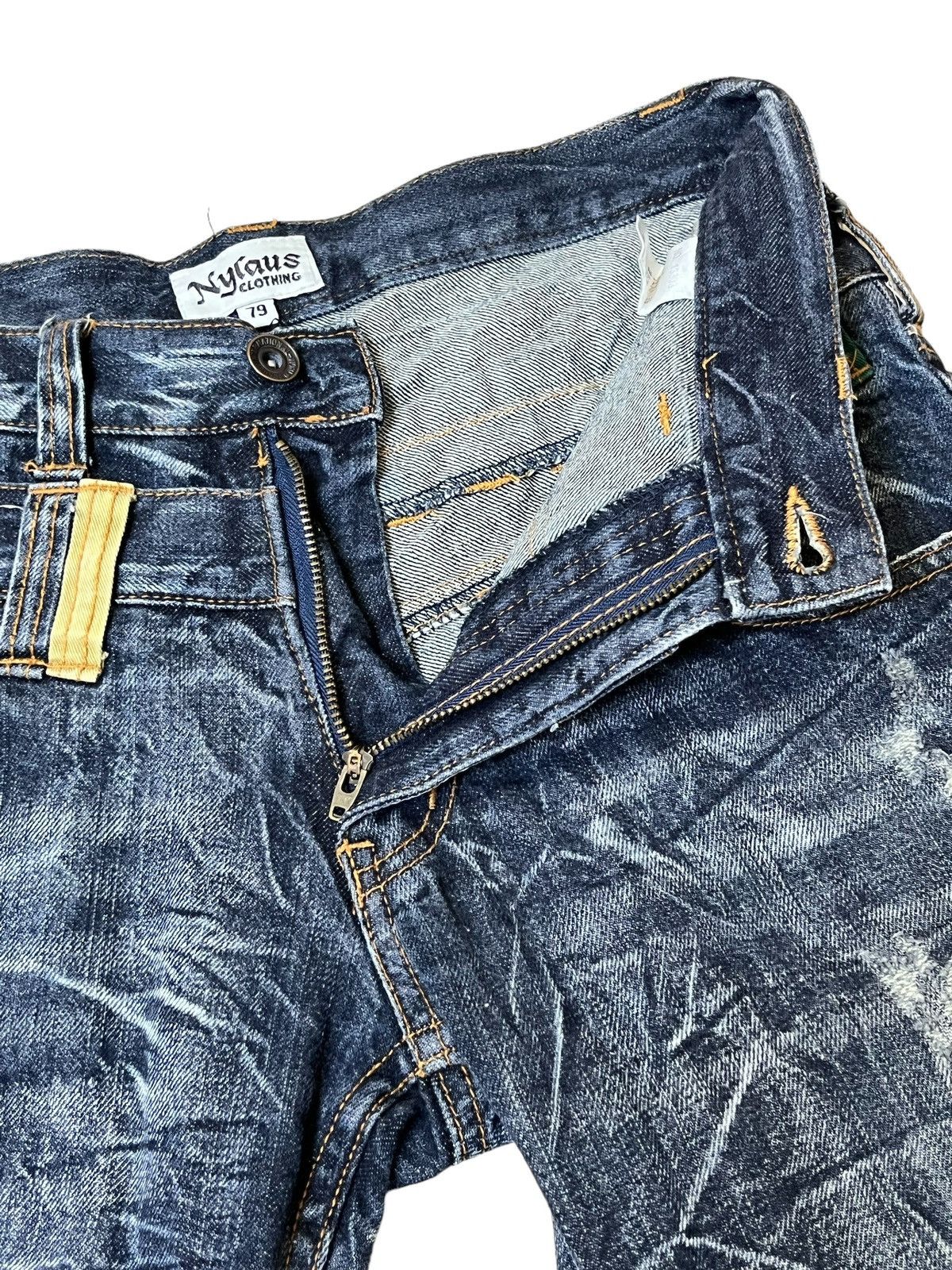 Japanese Brand SICK🔥JAPANESE BRAND "NYLAUS JEANS" DOUBLE WAIST JEANS/DENIM Size US 31 - 9 Thumbnail