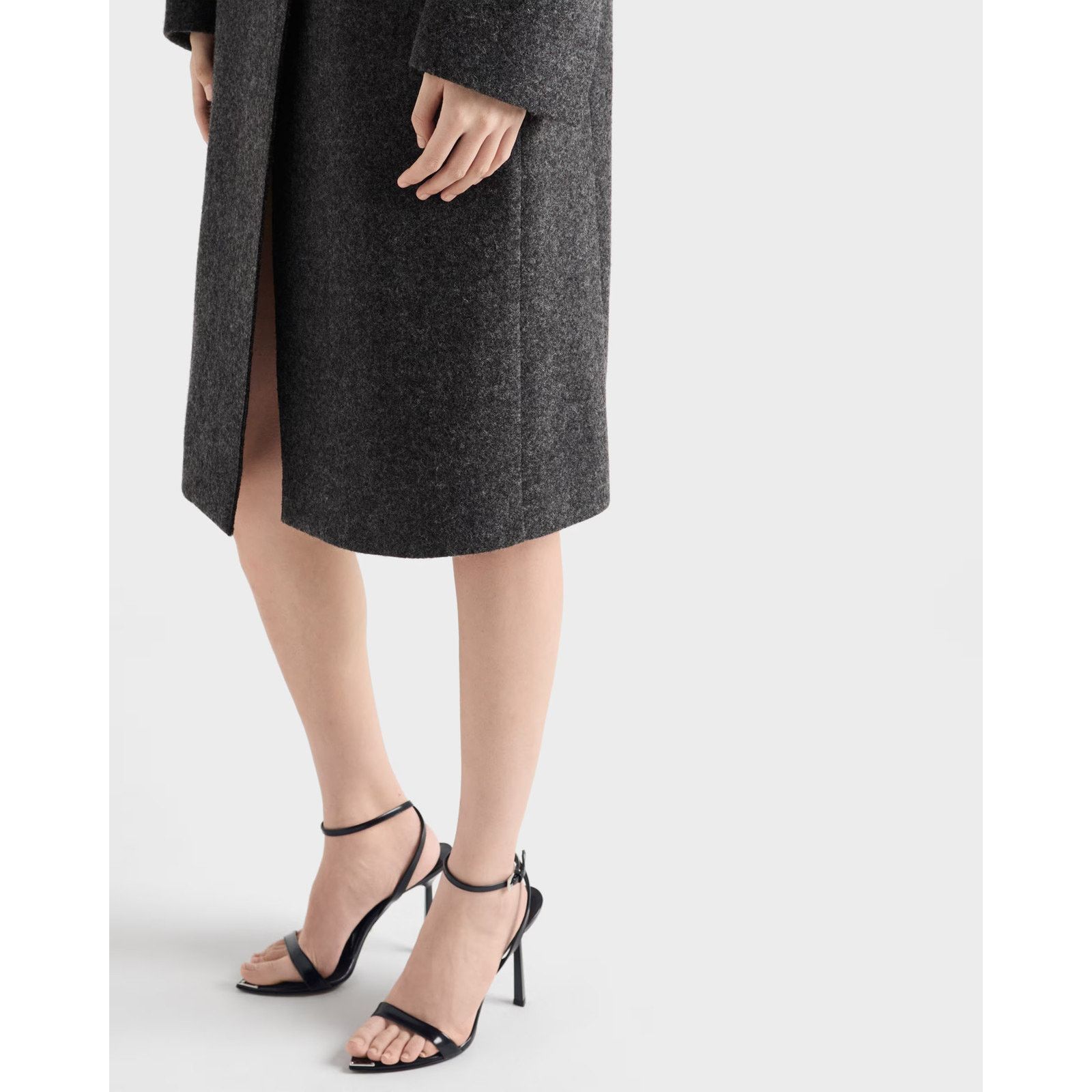 Prada Black Brushed Leather Pointed Toe Ankle Strap Sandal Pump 38 Size US 8 / IT 38 - 3 Thumbnail