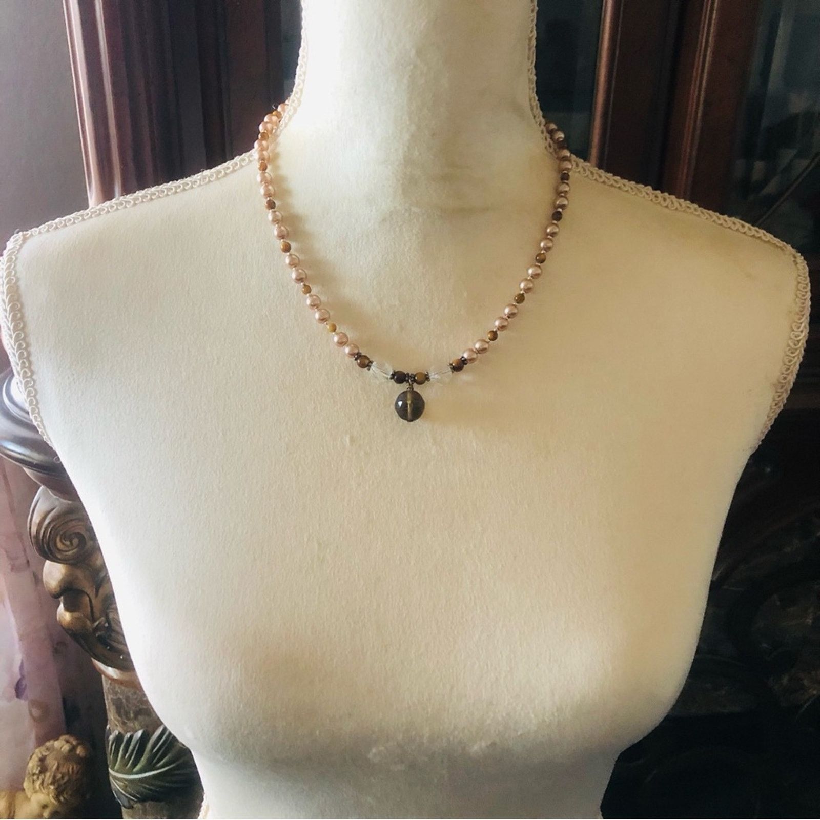 Handmade Handcrafted repurpose unique facet mookaite Pearl necklace Size ONE SIZE - 7 Thumbnail
